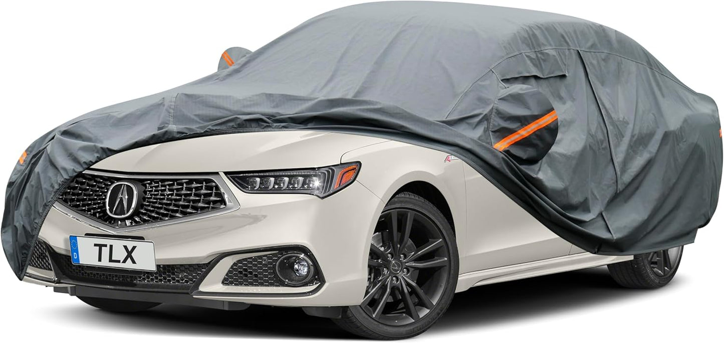 Premium Car Cover Custom Fit Acura TLX (2014-2025), 16 Layers Heavy Duty Car Cover Waterproof All Weather with Zipper Door for Sun Rain Snow Dust Uv Protection