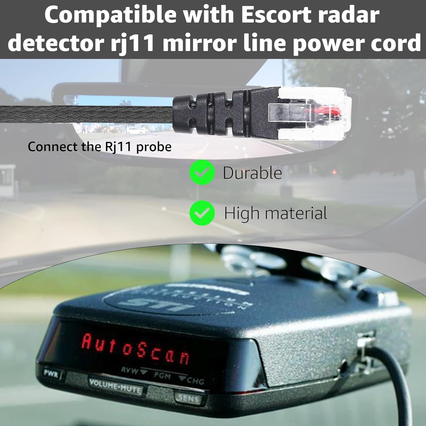 RJ11 Power Cord Compatible with Escort Radar Mirror Wire Detectors,Model (3005201M) Max 360C MaxCam Redline,Max Max2 Max 360,Inline Fuse,9500ix 8500x50 Redline