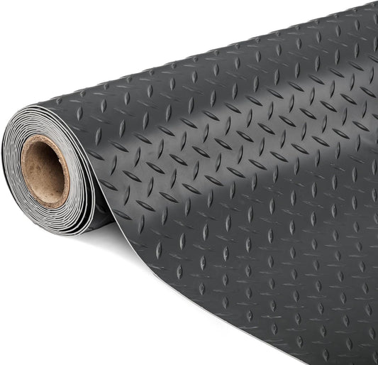 TUFFIOM 4x8 FT Garage Floor Mat, Thickened Diamond Plate PVC Garage Mats Flooring Roll for Under Car, Garage Parking Mats for SUVs, Golf Cart, Sports Car