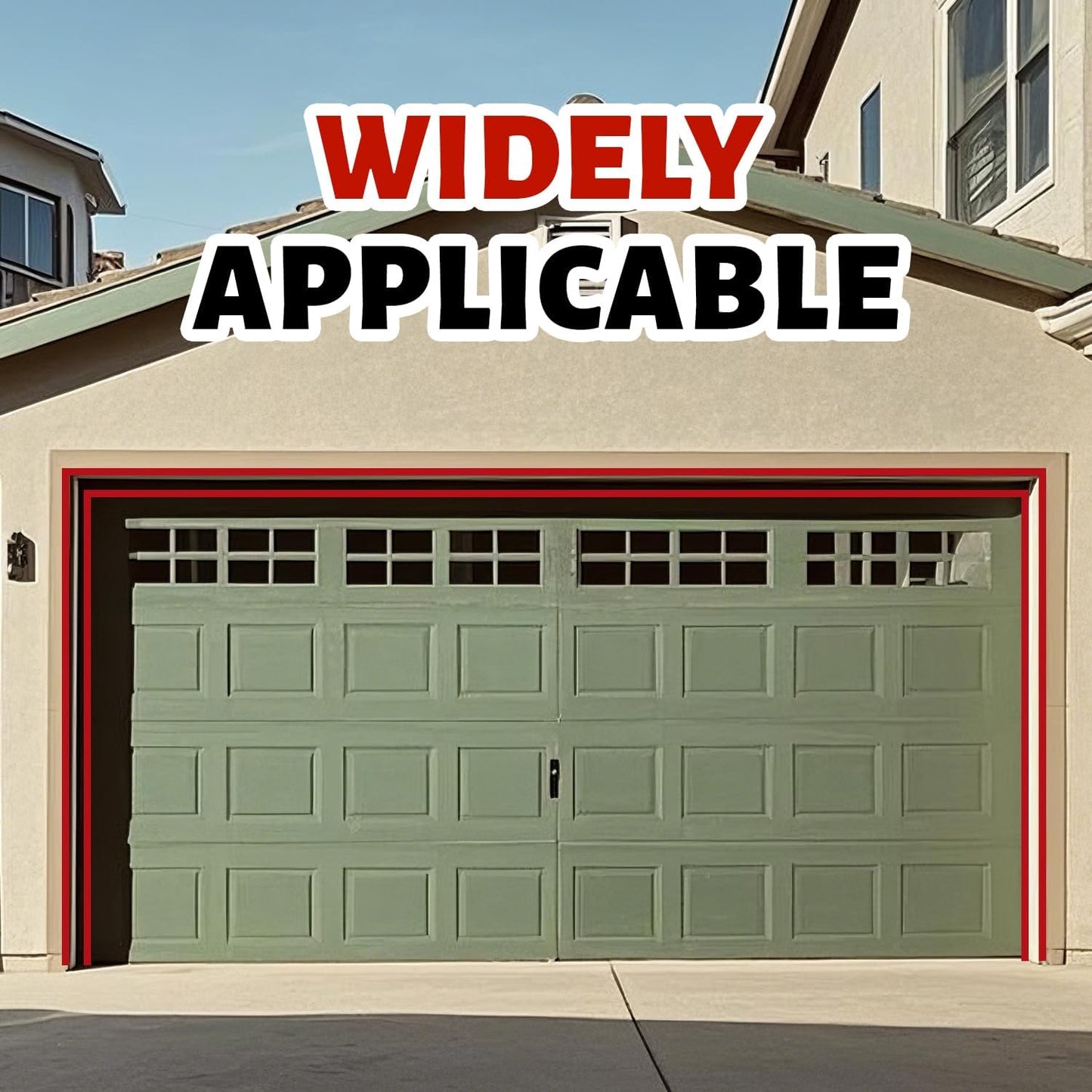 Garage Door Seal Top and Sides Seal Strip, 40FT Universal Garage Door Weather Stripping, Durable Garage Door Bottom Seal Replacement with Adhesive Backing and Screws (Black, 40FT)