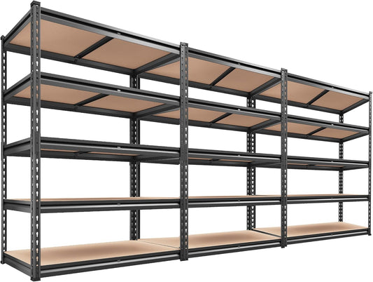REIBII 2000LBS Garage Shelving Heavy Duty 72''H Storage Shelves 5 Tier Heavy Duty Shelving, Adjustable Metal Shelves for Basement Pantry 35.5" W x72 H x 15.8" D, 3 Pack