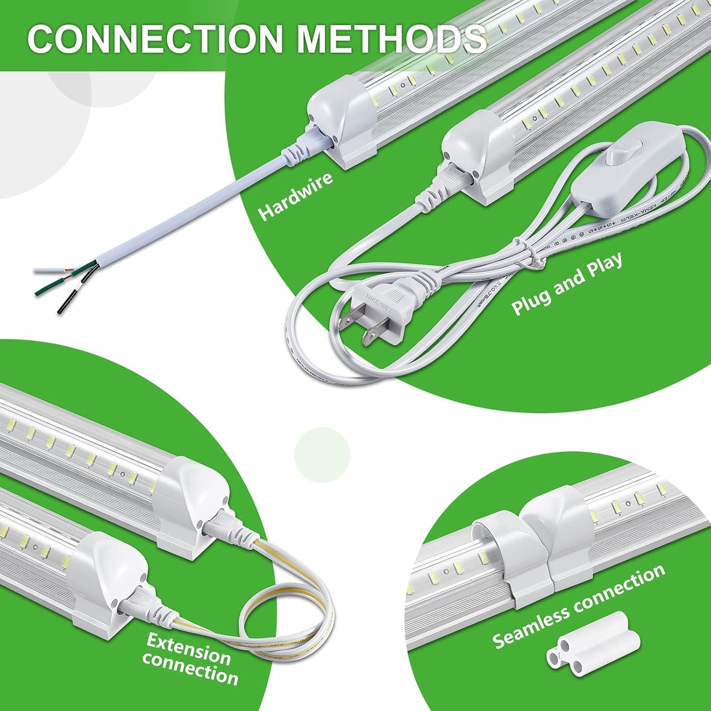 8Pack 4FT LED Shop Light Garage Lights,50W 6000K 7500LM White Light,Hanging/Surface Mount,T8 4FT Tube Lamp for Warehouse Workshop Basement,Linkable LED Shop Lights,Plug and Play