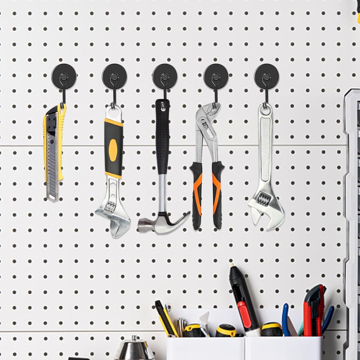 MIKEDE Magnetic Hooks, 110LB Heavy Duty Neodymium Black Magnet Hooks, Strong Swivel Magnetic Hooks Rust Proof for Indoor Outdoor Hangers Hanging, Fridge, Garage, Cruise, 6 Pack