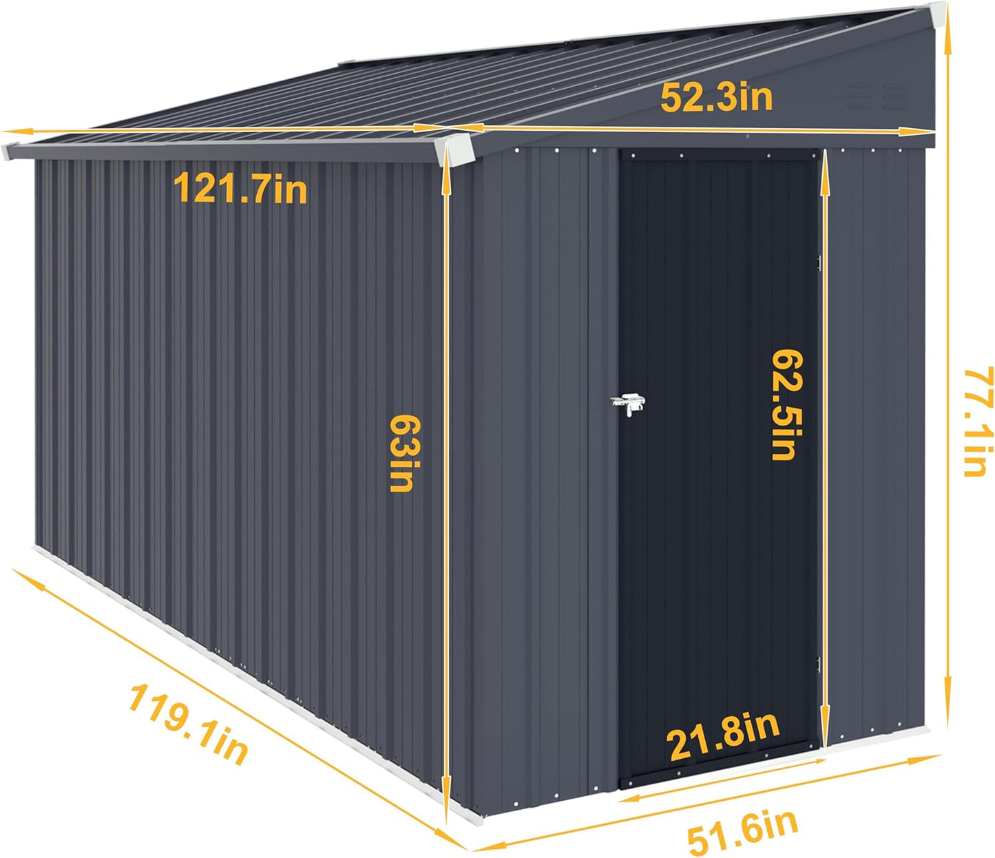 BlueWish 4'x10' Storage Shed, Outdoor Storage Shed with Vents, Galvanized Sloping Roof, Metal Tool Shed Small Shed for Tool Storage, Garbage,Pet House