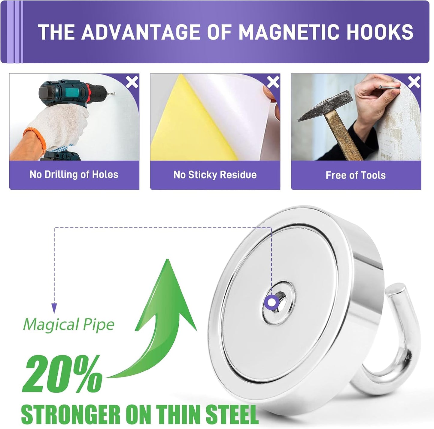 Neosmuk Magnetic Hooks, Cruise Ship Essentials, 100lb+ Heavy Duty Magnetic Hooks for Cruise Cabins, Refrigerator, Grill, Hanging, and Travel | Extra Strong Must-Haves Magnet Hook,Gold