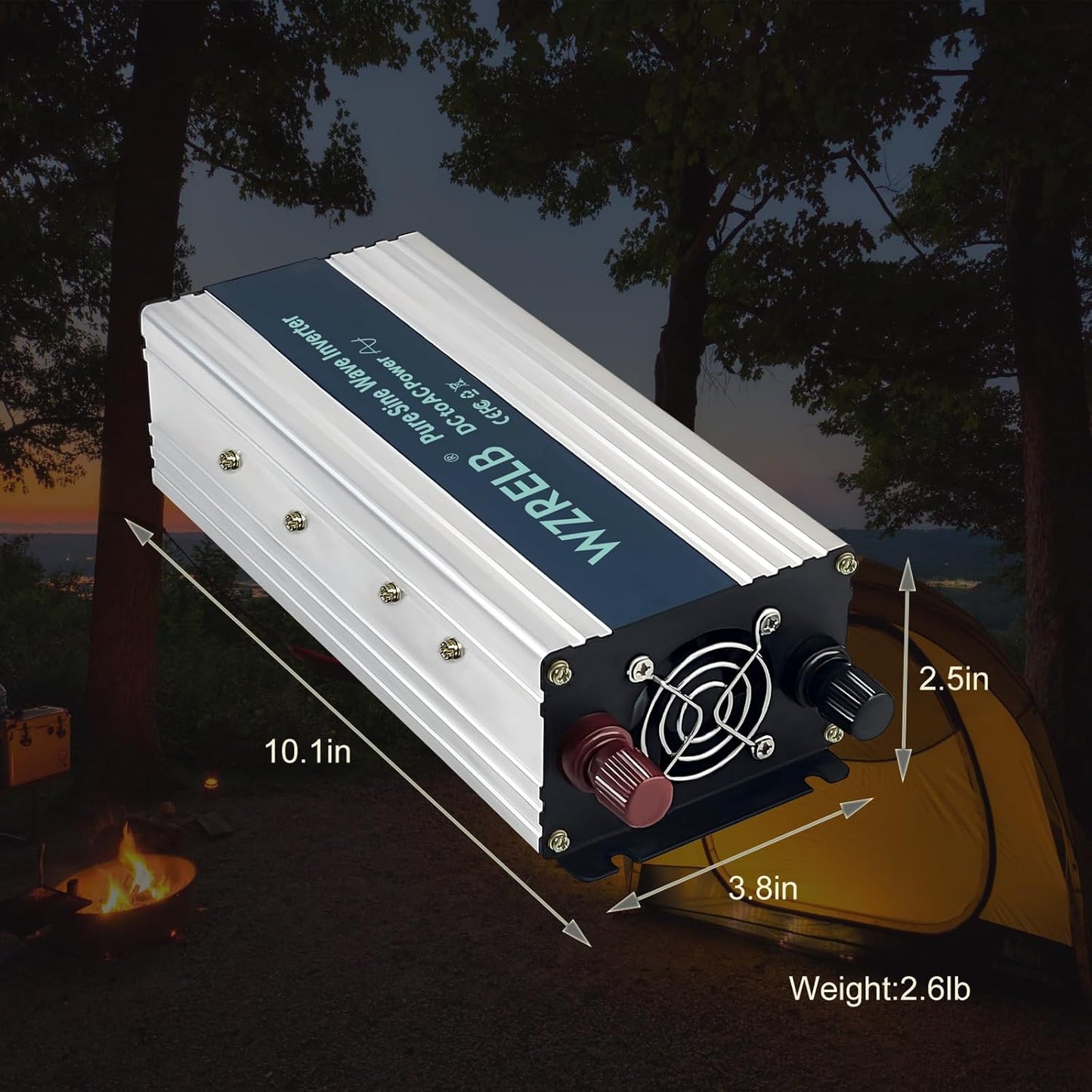 WZRELB 1200W Pure Sine Wave Inverter 24V DC to 110V 120V AC,Car Power Inverter with Dual AC Outlets, LED Display,Off-Grid Portable Power Converter for Home, RV, Truck, Camping