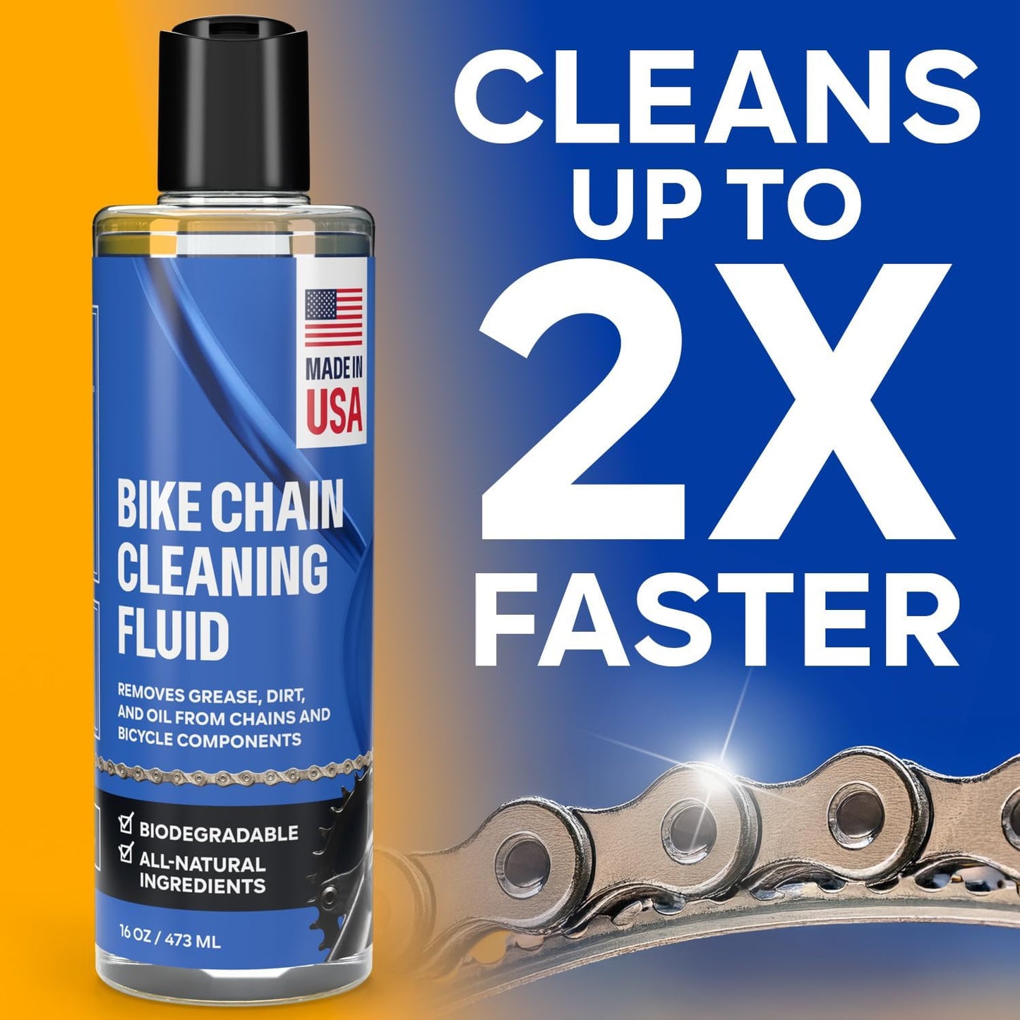 Bicycle Chain & Component Cleaning Fluid - 16oz Chain Degreaser Works in Minutes - Made in USA - Compatible With All Chain Scrubbers Or Apply Directly To Chain - Bike, Motorcycle & Chainsaw Chains