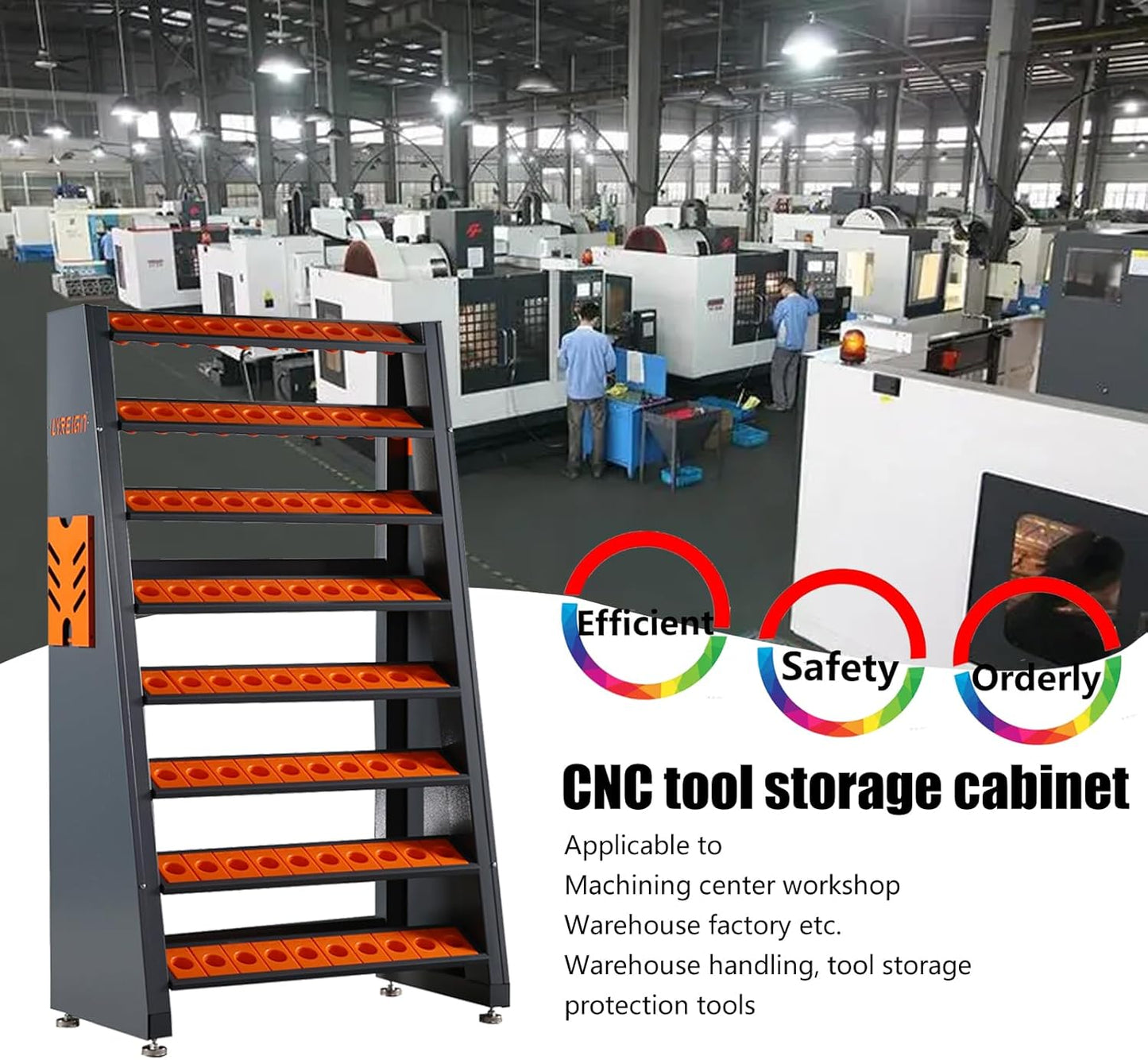 BT50 CNC Tool Rack, CAT50 8-Row Large Capacity CNC Tools Holder Cart, Mechanics CNC Tool Holder Station, CNC Tool Holder Keeper Suitable for All Capto Series