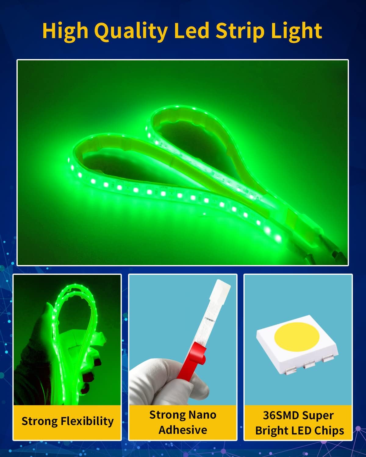 Boat Led Strip Light,12V Waterproof Marine Boat Interior Courtesy Deck Navigation Lights Cuttable for Car Motorcycle RV Truck Trailer Kayak Home with Strong Nano Tape Green,12inch (Pack of 4)