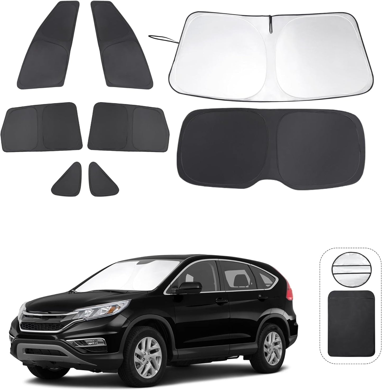 TINGLU Window Shades for Honda CR-V 2012 2013 2014 2015 2016 Accessories Car Side Full Windows Rear Triangular Windshield Sun Shade Sun UV Rays & Privacy Protection for Camping,Napping&Relaxing 8PCS