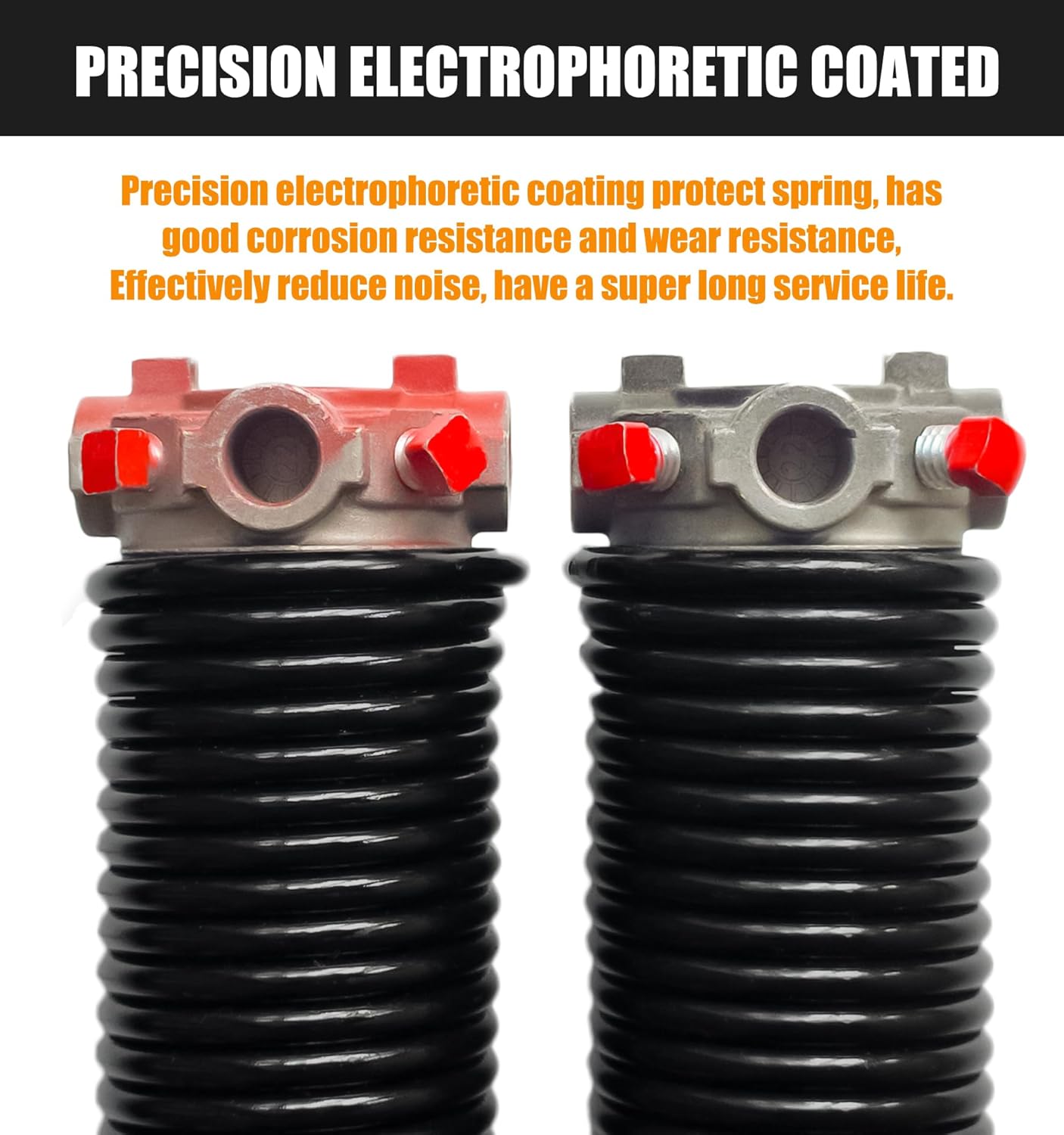 Garage Door Torsion Spring Set, Pair of 2" Electrophoresis Coated Garage Door Spring Replacement with 2 Non-Slip Winding Bars and Bearing, Minimum 16000 Cycles (.218x2x28")