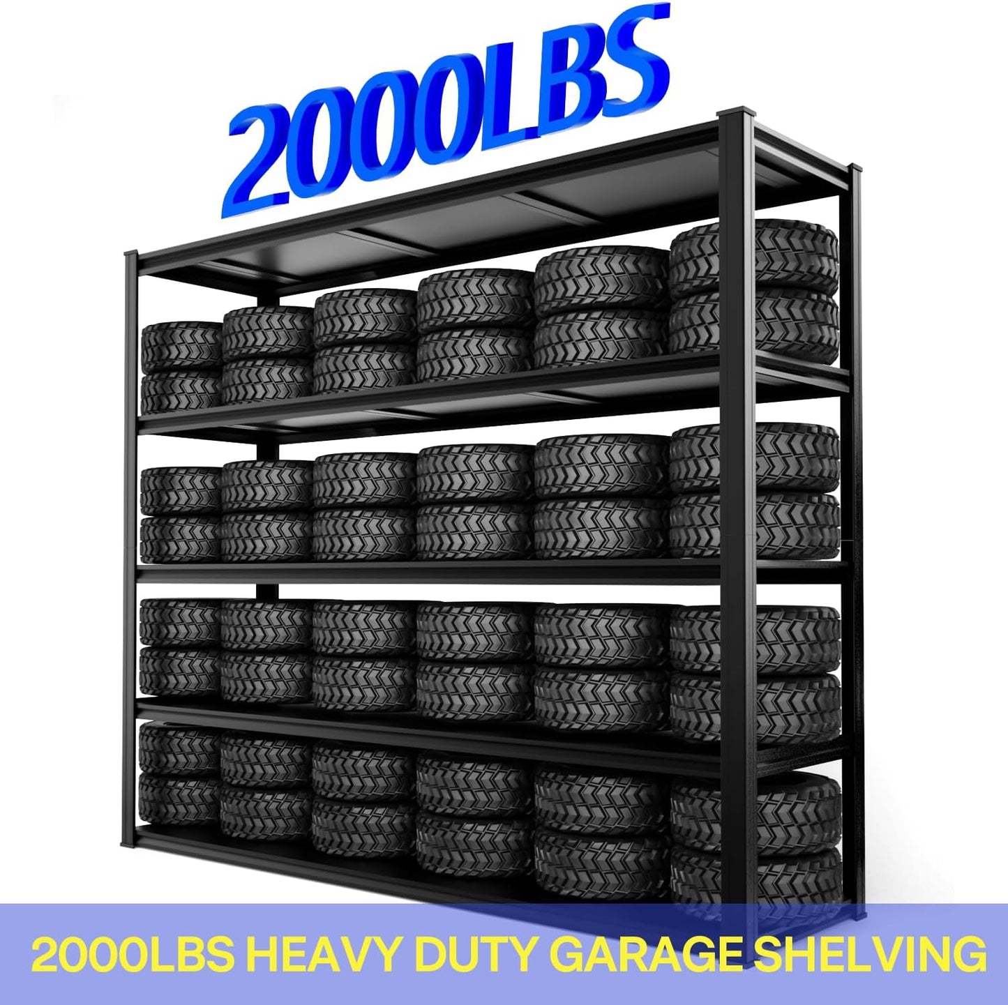 Garage Shelving Heavy Duty - 59 * 20 * 79in(L*W*H) Extra Large Metal Shelving Units and Storage for 2000lbs, 5tier Adjustable Basement Storage Industrial Shelves Pallet Racking Organizer