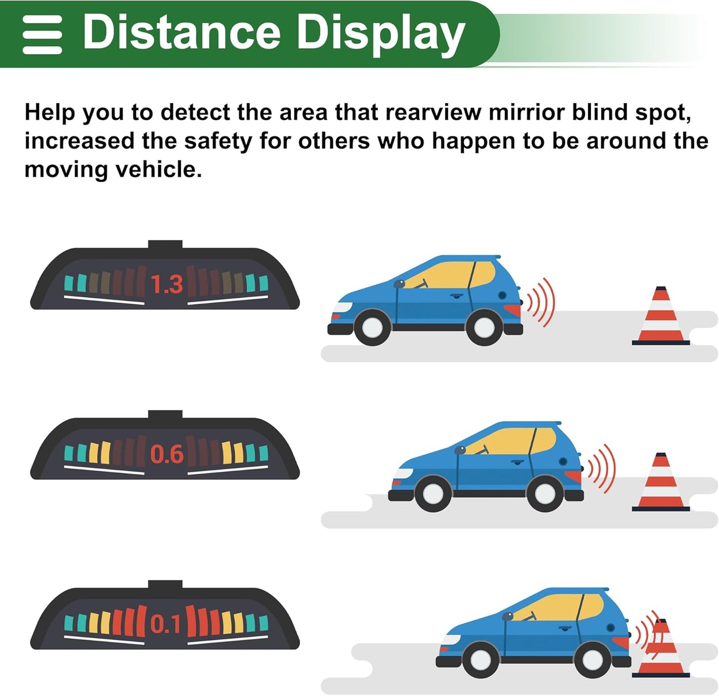 Motoforti Car Auto Vehicle Reverse Backup Radar System Reverse Parking Sensors Sound Warning Alarm Buzzer Reminder Distance Detection Gray 8 Parking Sensors