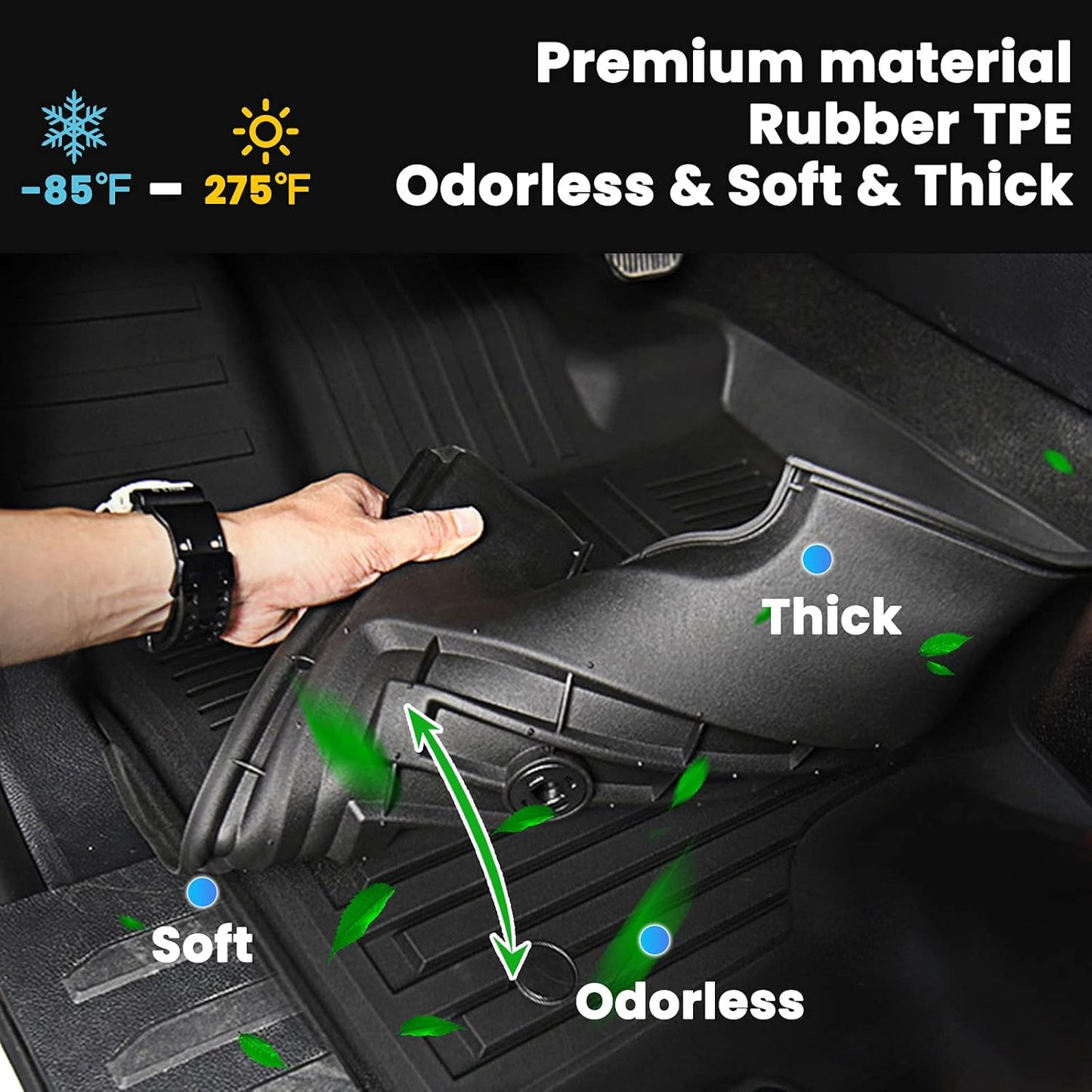 Auxko All Weather Floor Mats Fits for Honda CR-V 2023 2024 2025 2026 (Include Hybrid) TPE Rubber Liners Accessory for Honda CRV 2023 2024 2025 2026 Odorless Anti-Slip Mats Black