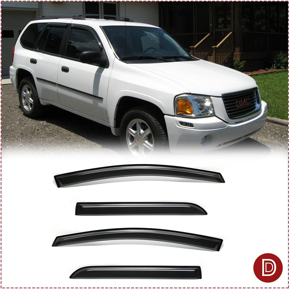 Side Rain Guards, 4pcs Out-Channel Nice Wind Deflector Set, Window Visors fit for 2002-2009 Chevrolet Trailblazer (Not Ext Models),GMC Envoy (Not XL/XUV Models) 94733