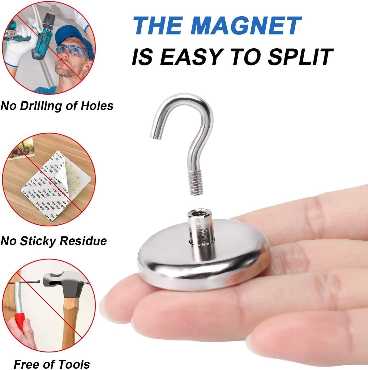 LOVIMAG 100LBS Heavy Duty Magnetic Hooks, Strong Neodymium Magnet Hooks for Hanging, Rare Earth Magnets with Hooks for Locker Accessories, Kitchen, Classroom, Office, Ceiling,Cruise Cabins, etc-12pcs