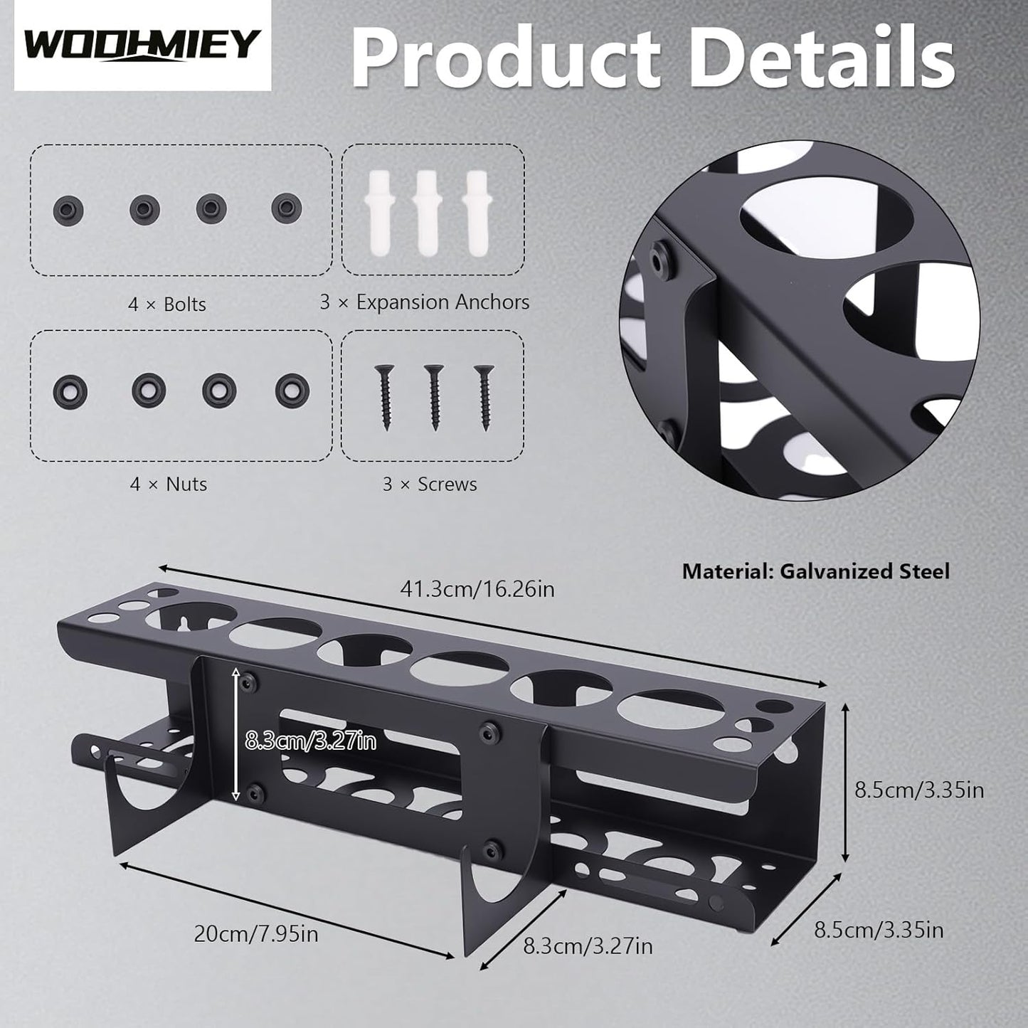 Caulking Tool Holder,Caulking Tool Storage Rack,Wall Mounted Caulk Tube Holder Sealant Organizer with 6 Tube Slots and 6 Nozzle Slots for Garage Workshop Shop