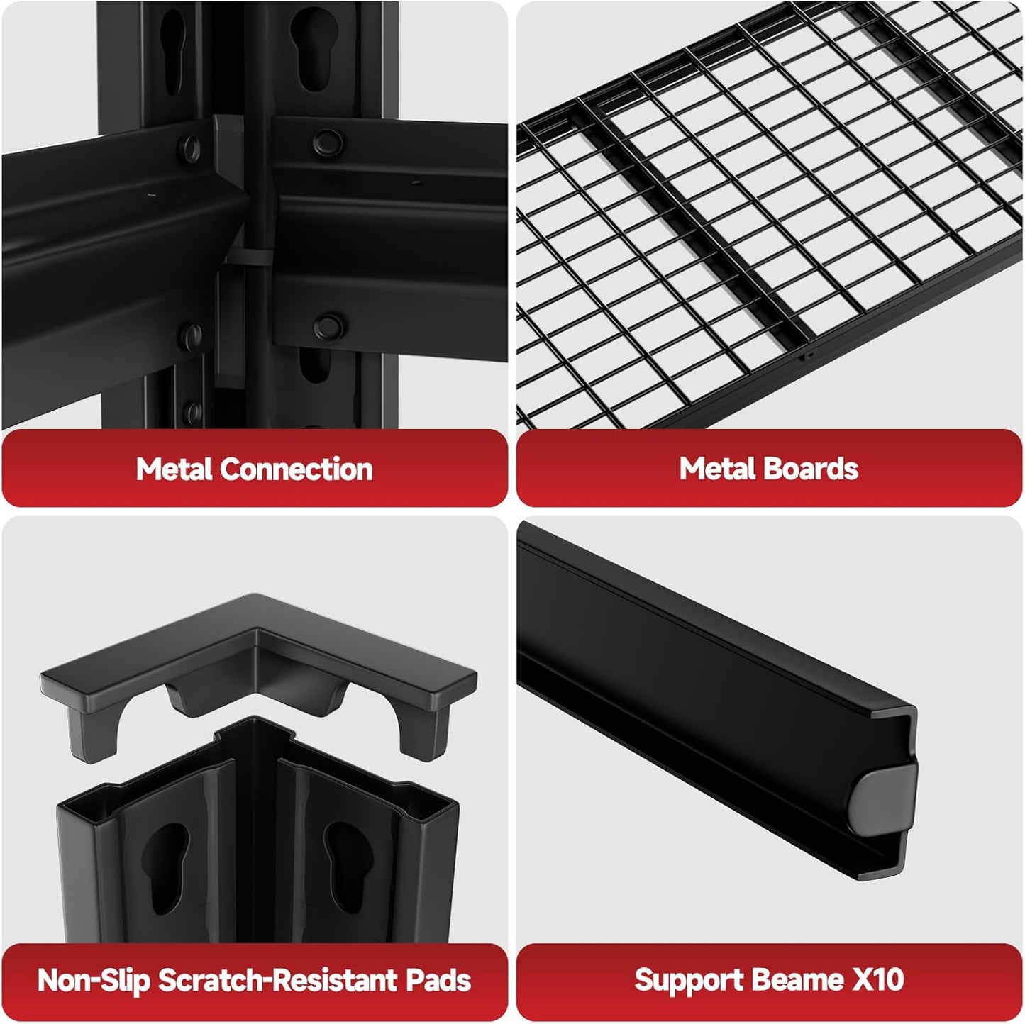 5-Tier 60”W x 24”D x 78”H Garage Shelving Adjustable Metal Storage Shelves 3000LBS Garage Shelving Heavy Duty Utility Shelf Unit Storage Racks for Warehouse(Black)