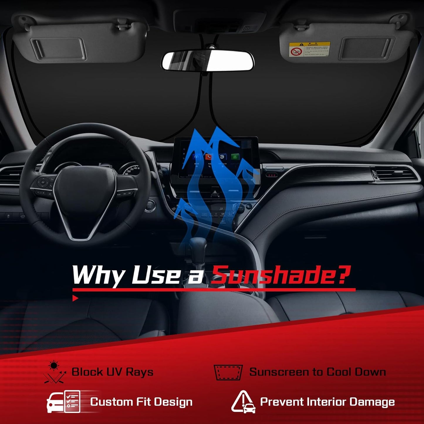 ARISMOTOR Windshield Sun Shade for Honda Accord Sedan 2018-2025, Custom Fit Foldable Front Window Sunshade Sun Visor Protector, Block UV Rays Keep Your Car Cooler