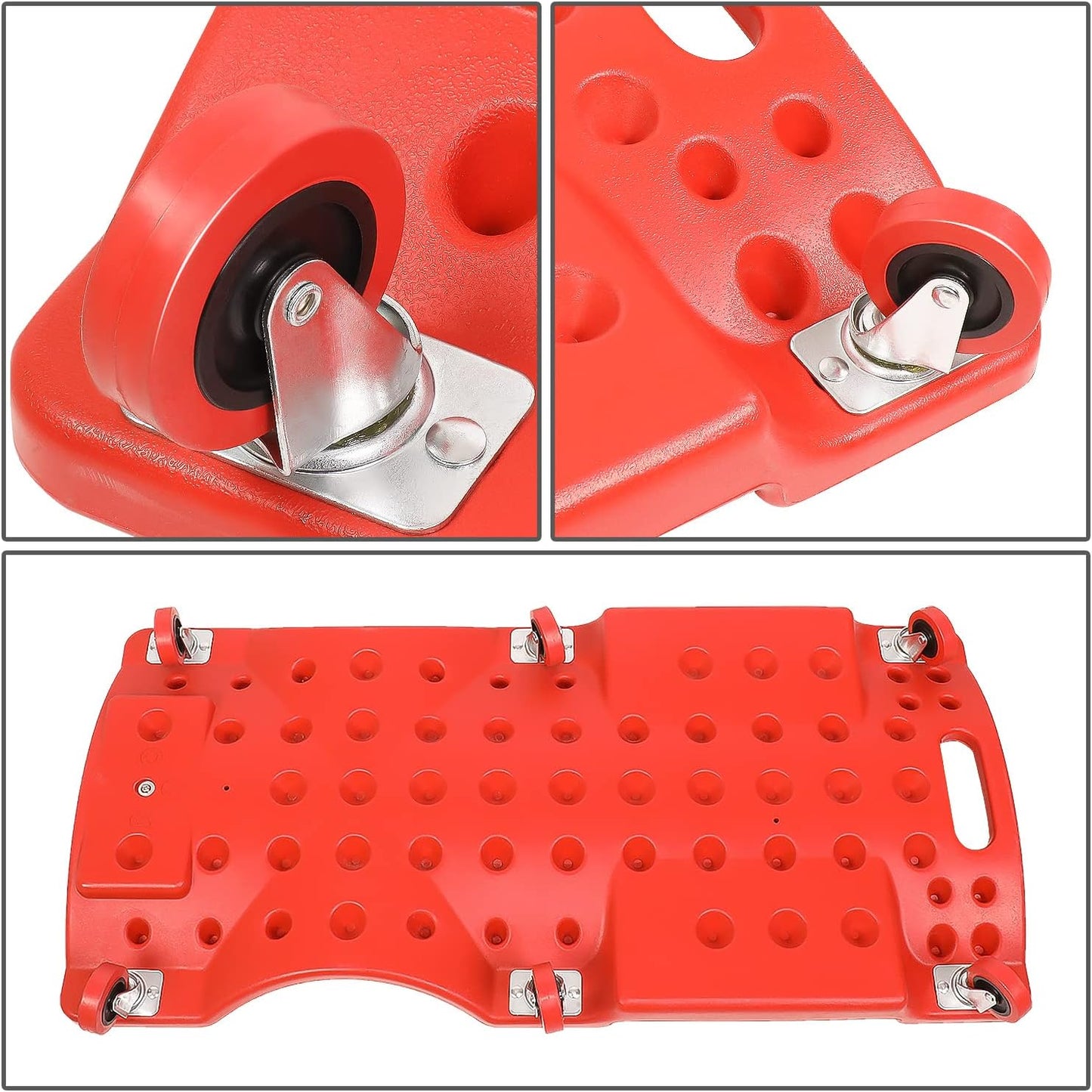 DNA MOTORING TOOLS-00201 36" L X 17" W x 4.25" H Vehicle Repair Low Profile Automotive Creeper w/Padded Headrest, Red