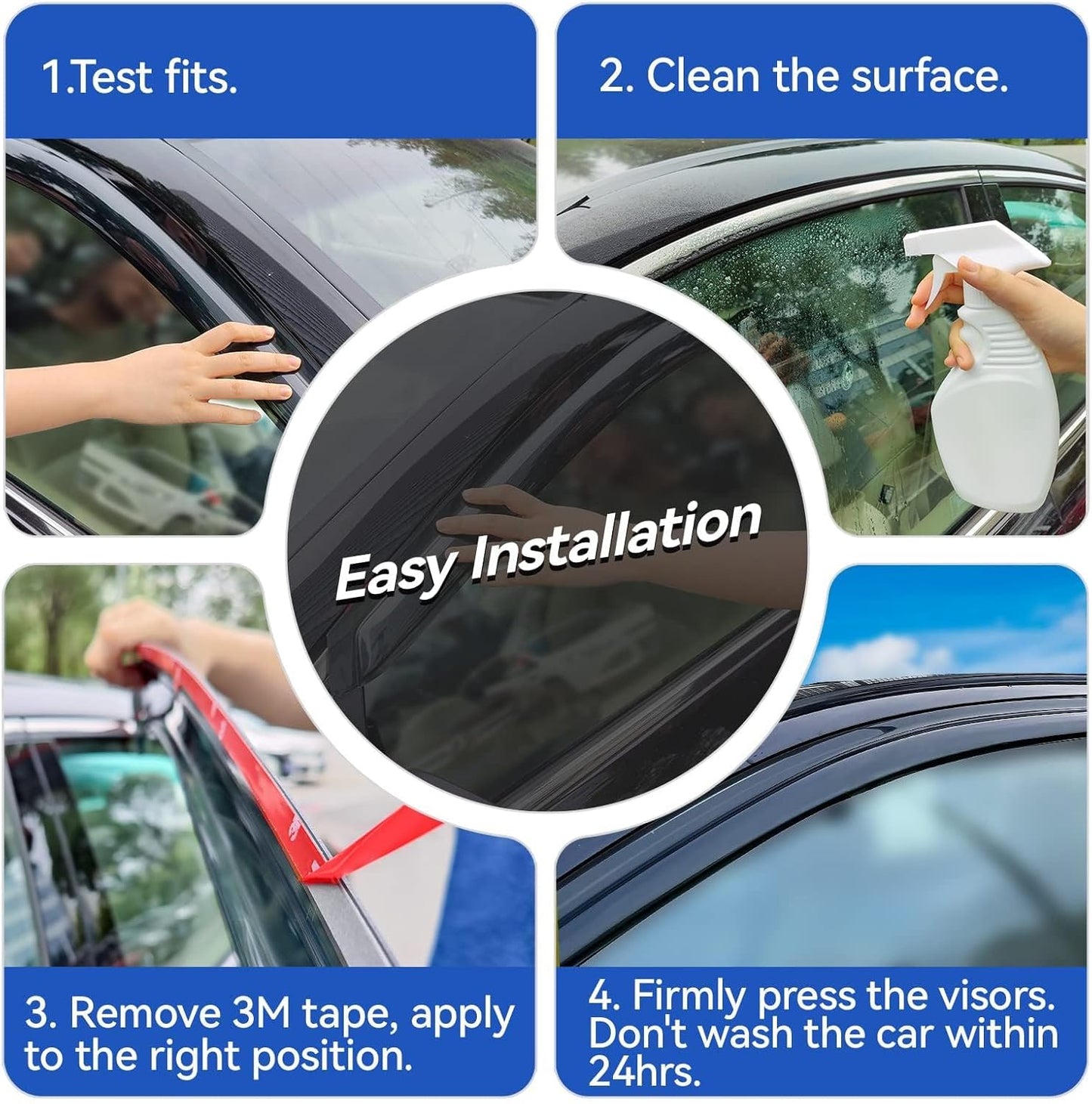 Window Visors Rain Guards for 1999-2016 Ford F250 F350 F450 Super Duty SuperCab, Out-Channel Window Vent Wind Deflectors Visors Shades for 99-16 F-250 F-350 F-450 Extended Cab