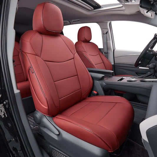 EKR Sienna Seat Covers for 2011-2020 Toyota Sienna XLE,Limited,Limited Premium,7 Seats,2nd Row Captain Seats W/Legrest,Seat Covers for SUV,Automotive Seat Cover Full Set-Three Row,Leather(Burgundy)
