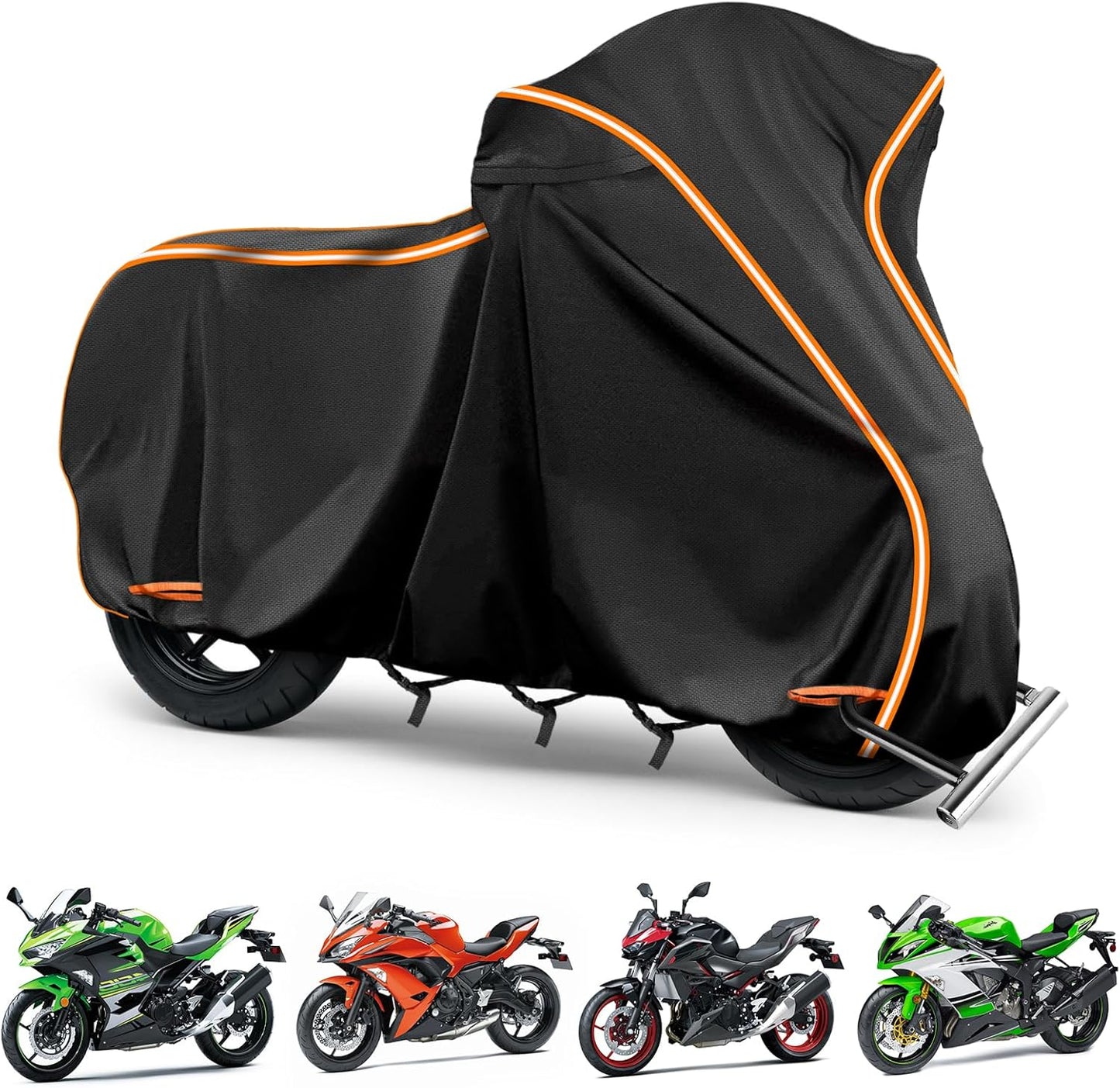 420D Motorcycle Cover for Kawa Ninja 400 500 650 Z900 Zx6r/Yamaha R1 R3 R6/BMW F 900R Street Without Trunk Models,Outdoor Bike Cover Windproof Heavy Duty Waterproof Protection