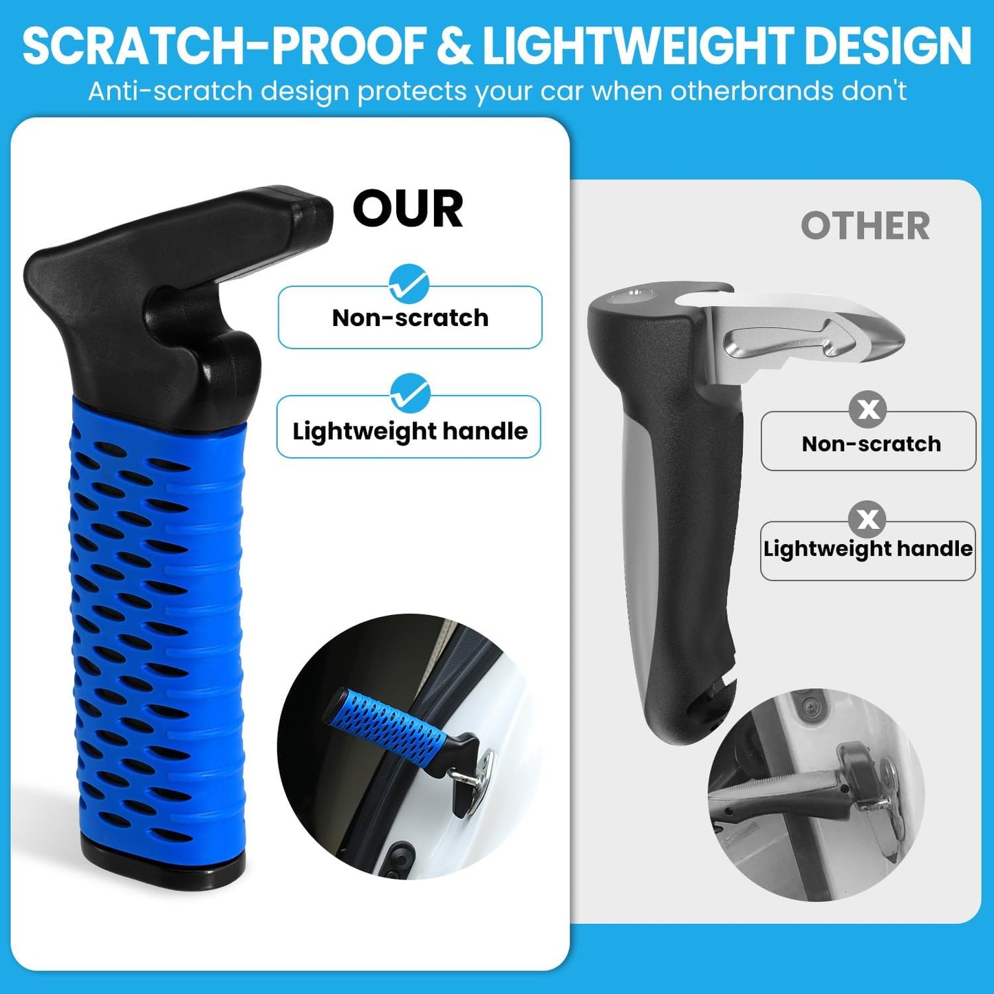 Car Door Handle for Elderly, Car Handle Assist Support, Portable Elderly Assistance Mobility Aids for Getting Out of Car, Auto Grab Cane Nylon Strap for Seniors and Handicapped, Blue