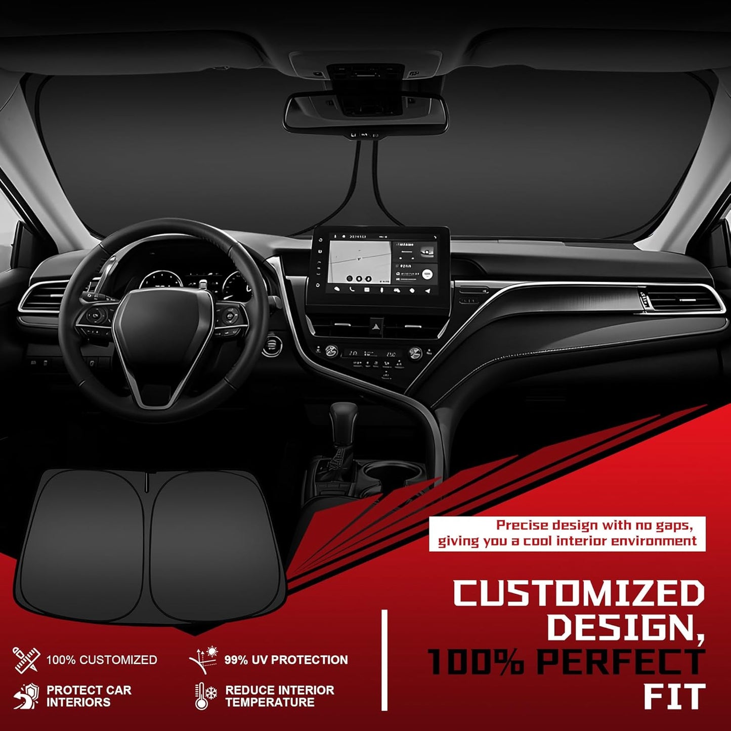 Windshield Sun Shade for 2023-2025 Che-vro-let/Chevy Colorado Foldable Sun Sunshade for Car Front Window Blocks UV Rays and Heat Automotive Interior Protector Custom Fit Accessories