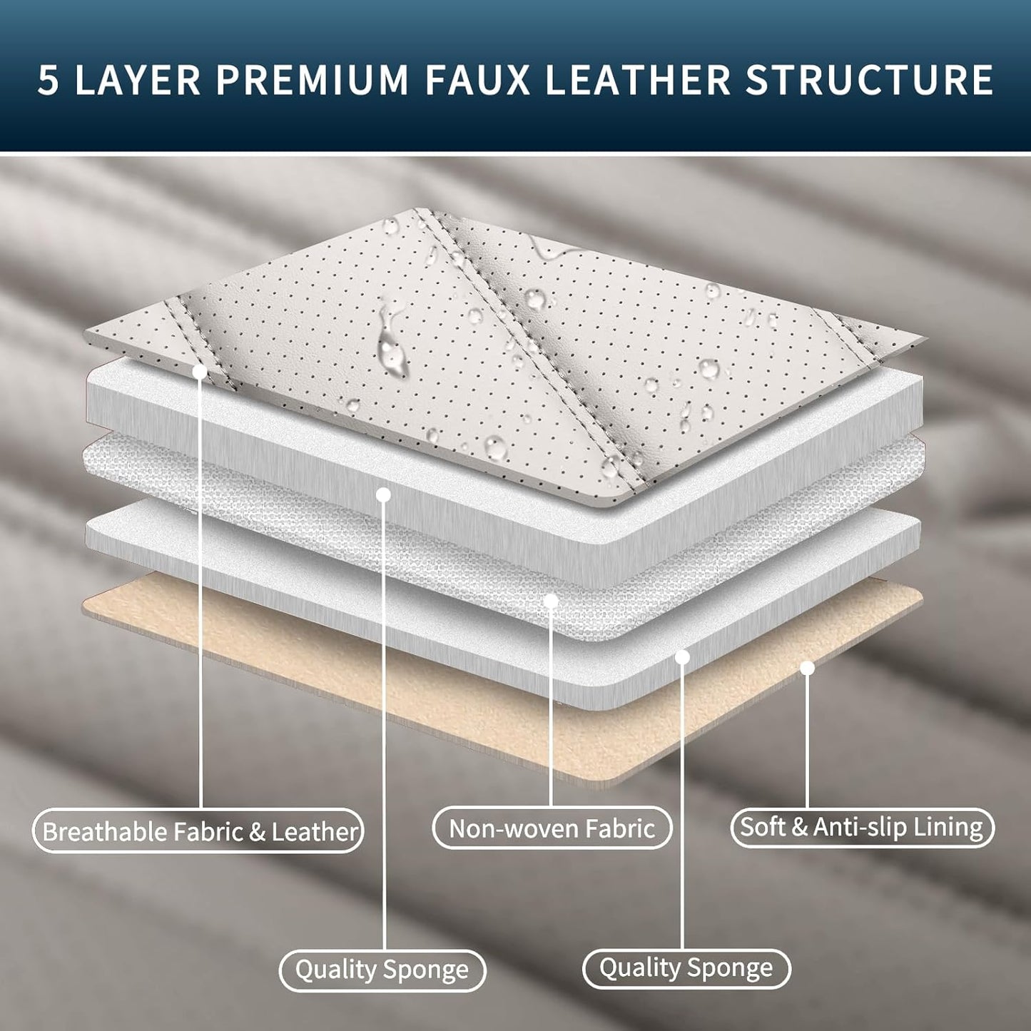 Car Seat Covers Full Set, Leather Seat Covers for Cars, Car Seat Protector Waterproof, Non-Slip Car Interior Covers Fit for Most Cars, SUV, Vans, Trucks,5Seaters,Full Set,Black-White