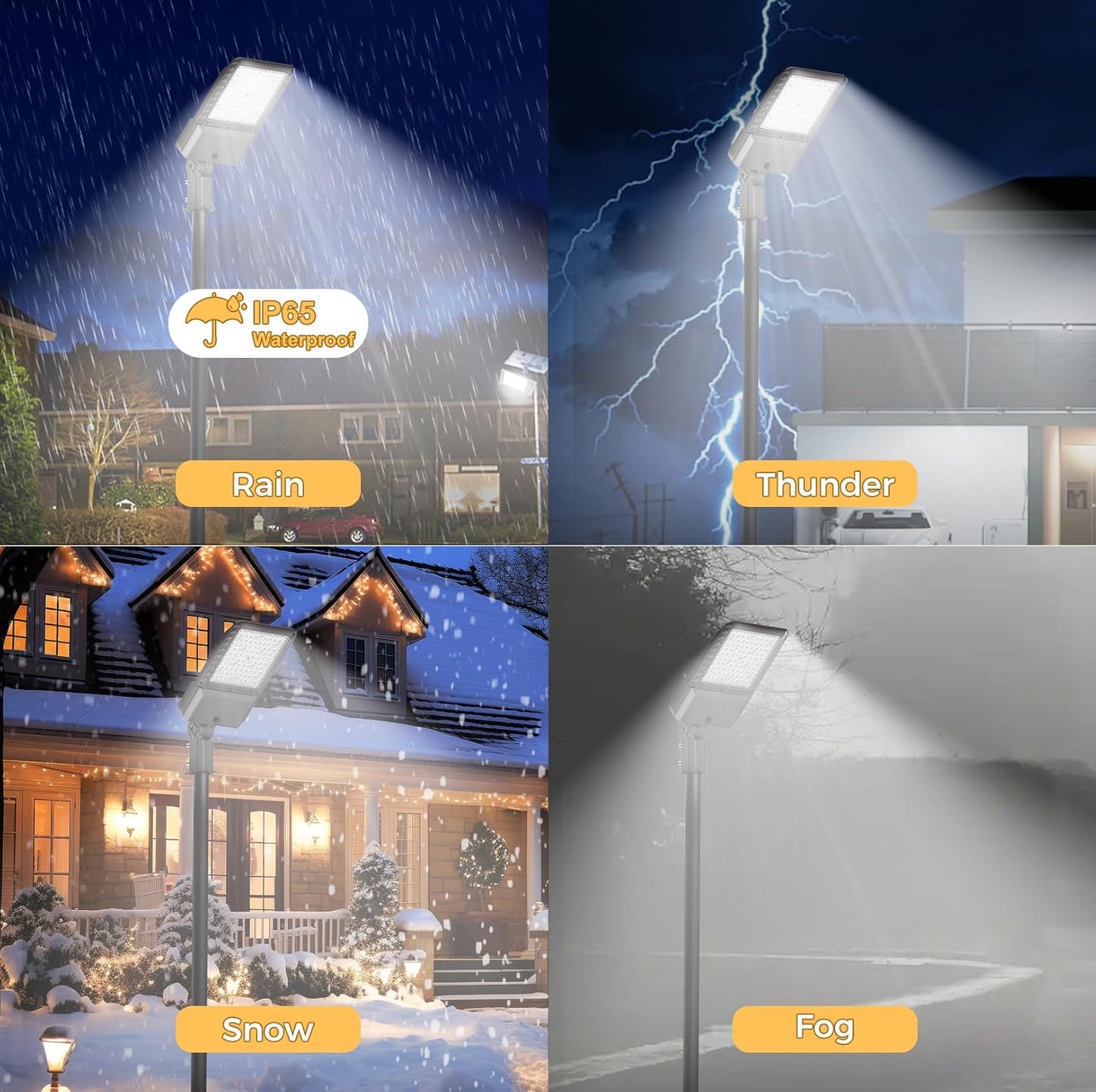 340W LED Parking lot Lights Commercial Oudoor Lighting Street Light with Dusk to Dawn Photocell 61200LM 6000K IP65 Waterproof 100-277V for Driverway Parking Lot 6 Pack