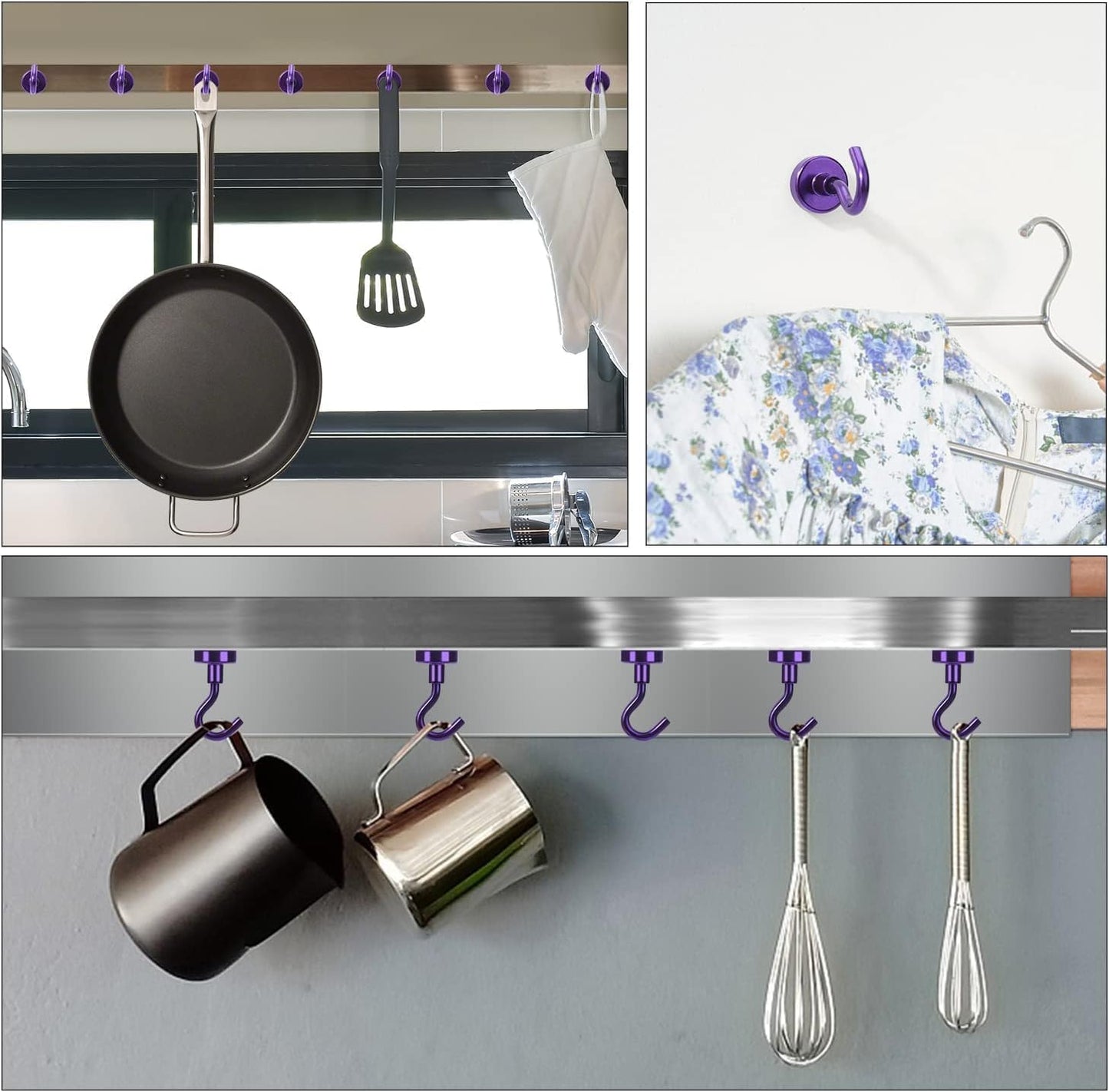 DIYMAG Magnetic Hooks, 30Lbs Strong Heavy Duty Cruise Magnet S-Hook for Classroom, Fridge, Hanging, Cabins, Grill, Kitchen, Garage, Workplace and Office Etc, (10 Pack-Purple)