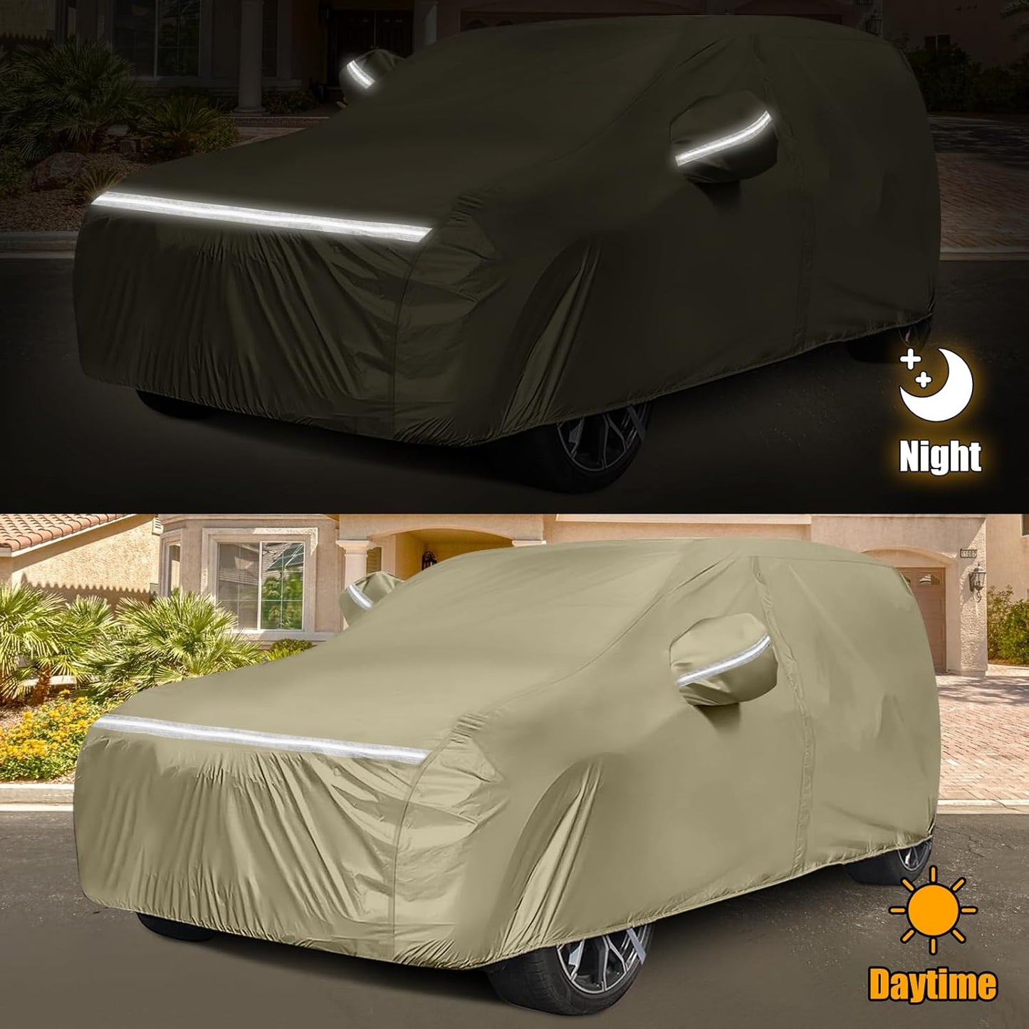 Waterproof Car Covers Replace for 2002-2025 Honda Pilot, Multilayer Heavy Duty with Cotton Liner All Weather Custom-fit Car Cover with Zipper Door, Windproof Bands for Snow Rain Dust Protection