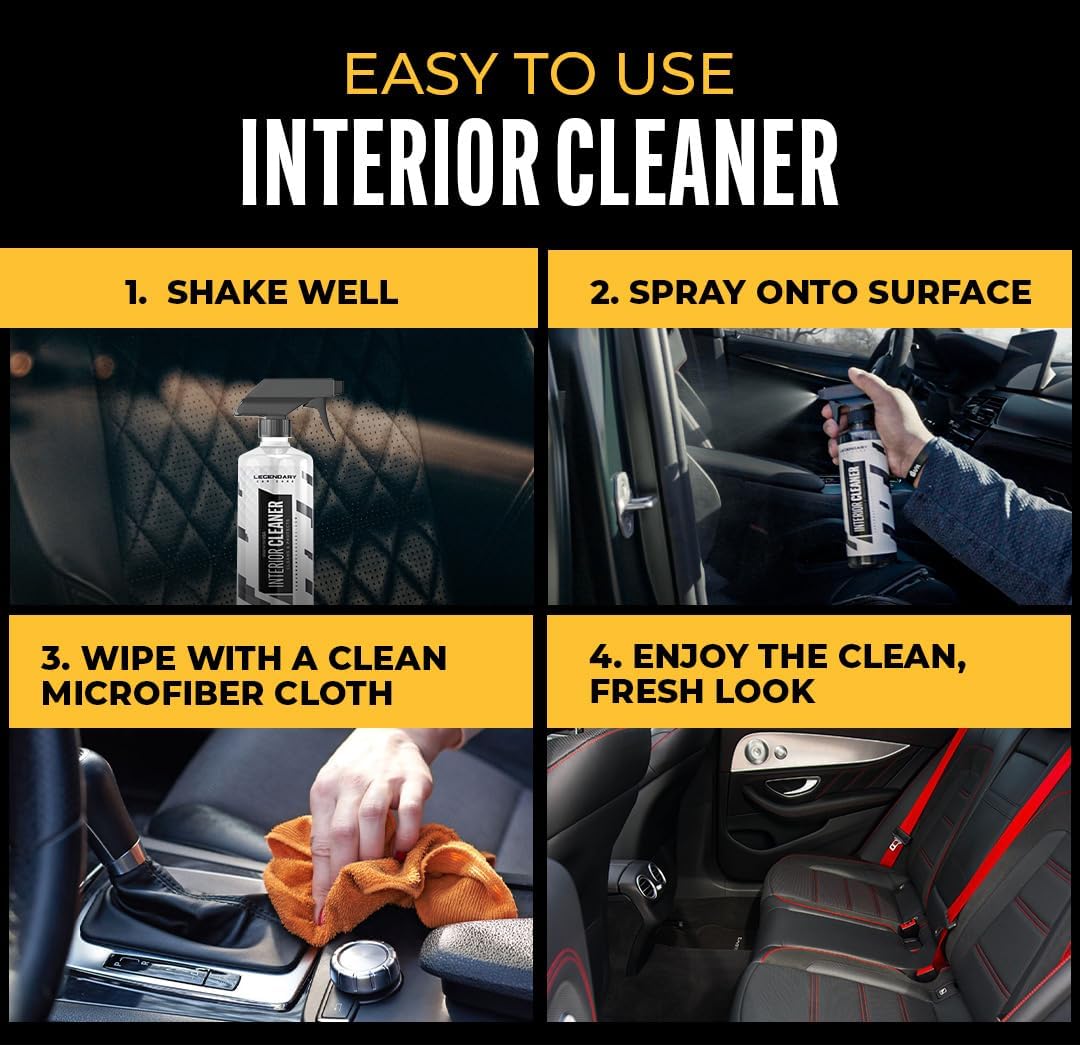 Legendary Interior Cleaner 16oz (2Pack) - All Purpose Interior Detailer & Carpet Cleaner for Cars - Safe on Leather, Plastic, Vinyl, Upholstery & Dashboard - UV Protectant - Tough on Stains & Dirt