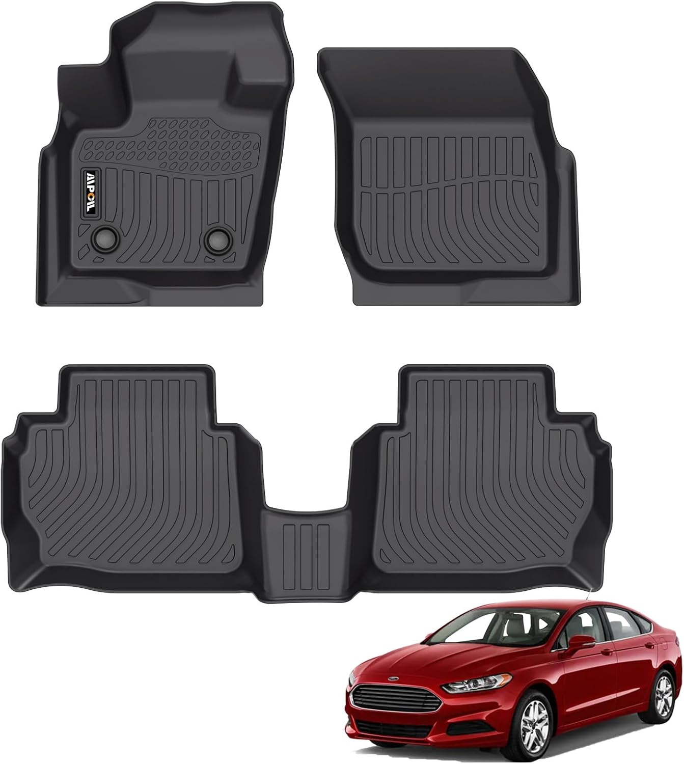 AIPOIL® Floor Mats for 2013-2016 Ford Fusion & Lincoln MKZ | Front & 2nd Row | Easy to Clean | All-Round Protection丨Non-Slip丨All-Weather,Black