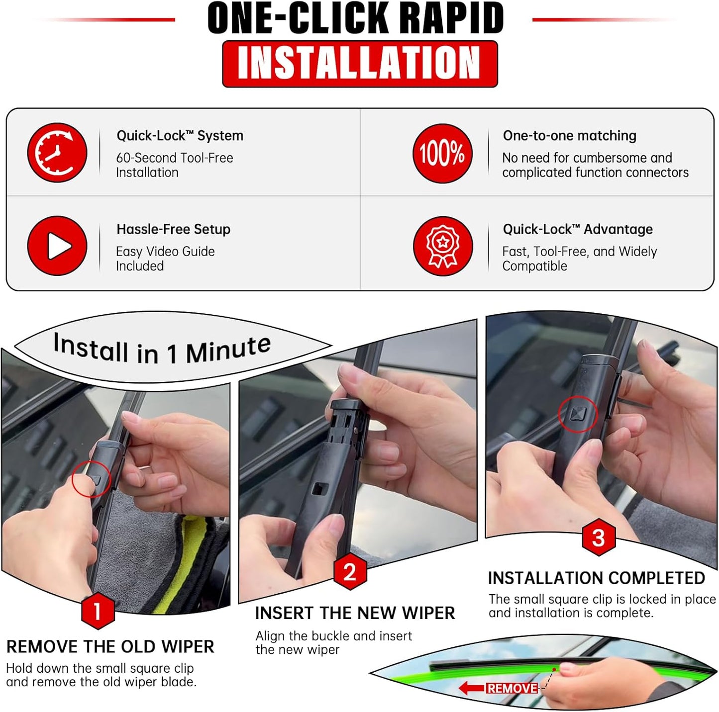 Windshield Wiper Blades Replacement for Volvo XC90 2016 2017 2018 2019 2020 2021 2022 Original Factory Quality Front Rear Wipers Blade Set for My Car - 24" 20" 15" (Pack of 3)