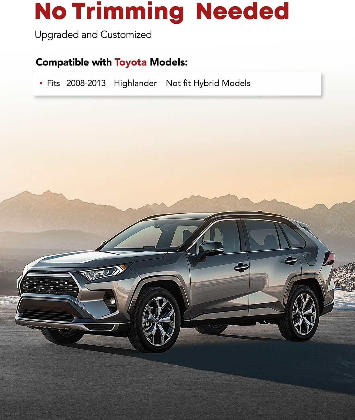 YHTAUTO Floor Mats Fit 2008-2013 Toyota Highlander(Not Hybrid), TPE All Weather Car Mats Waterproof Anti-Slip Odorless Floor Liner, Interior Car Accessories Front & 2nd Row Liner