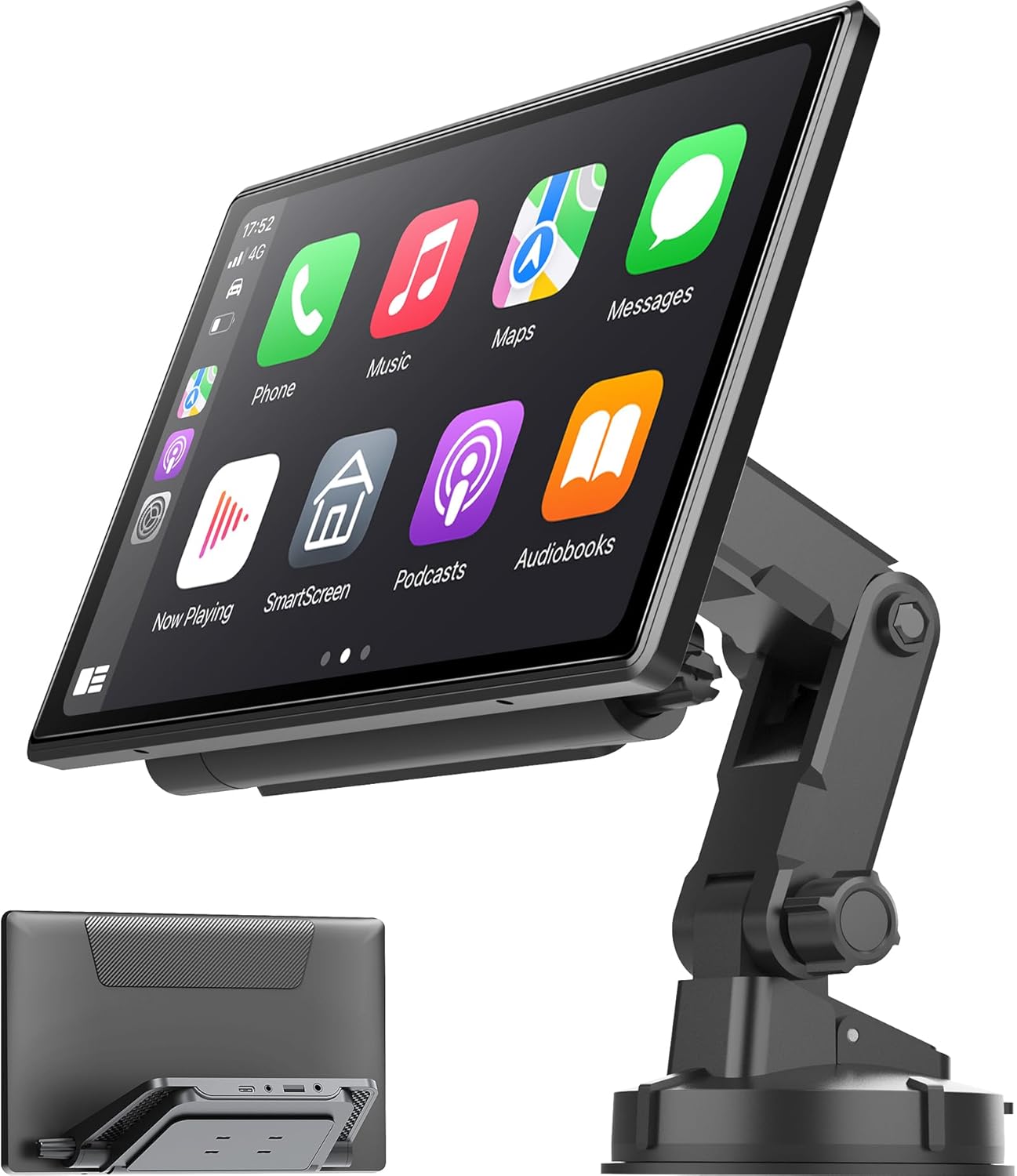 Wireless CarPlay Screen for Car - Portable Dash 9" HD IPS Screen with Strongest Suction Mount, Android Auto, GPS Navigation, Bluetooth Handsfree, Airplay, MirrorCast, Fit Most Cars