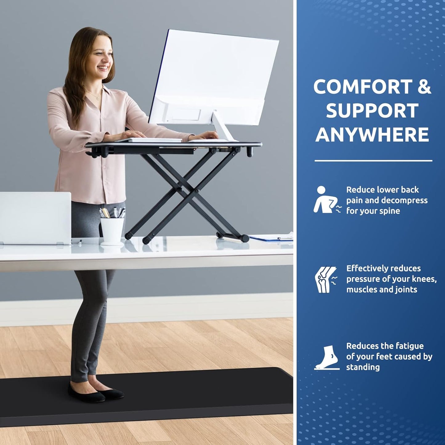 KitchenClouds Kitchen Mat Cushioned Anti Fatigue Kitchen Rug 0.8inch Waterproof Non Slip Kitchen Rugs and Mats Standing Desk Mat Comfort Floor Mats for Kitchen Sink Office (17.3"x60",Black)