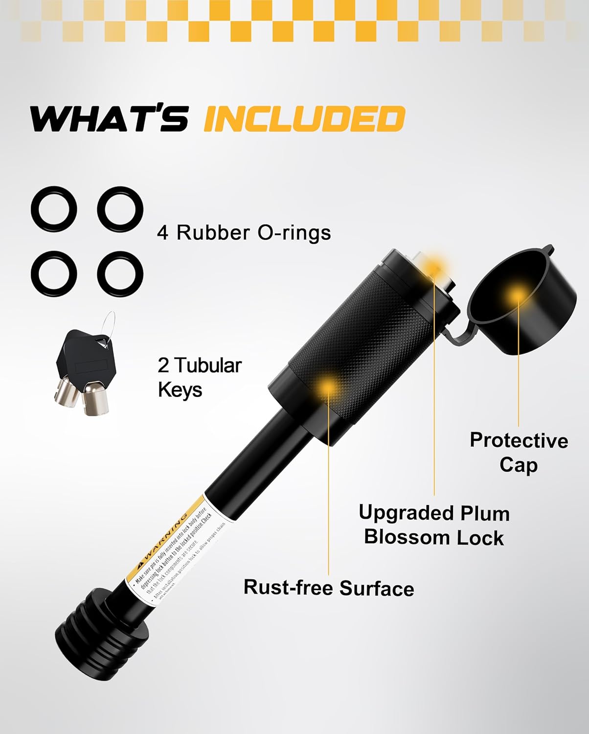 RETRUE Trailer Hitch Locks, 5/8" Locking Hitch Pin for 2" and 2 1/2" Receiver Class III IV Hitch, Tow Hitch Pin Lock Dia 3-1/2” Long Pin with O-Rings Weatherproof Caps for Trailer Truck Car Boat