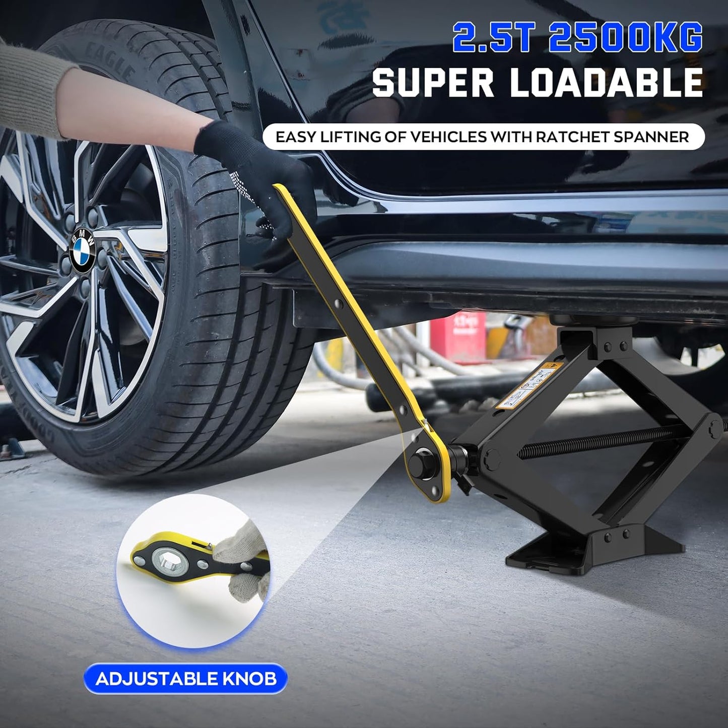 Car Jack Kit for BMW & MINI, 2.5 Ton Scissor Jack for BMW Vehicle with 2PCS Jack Pad, Portable Tire Changing Kit Compatible with B-M-W 1-3-5-7 Series, X-Series