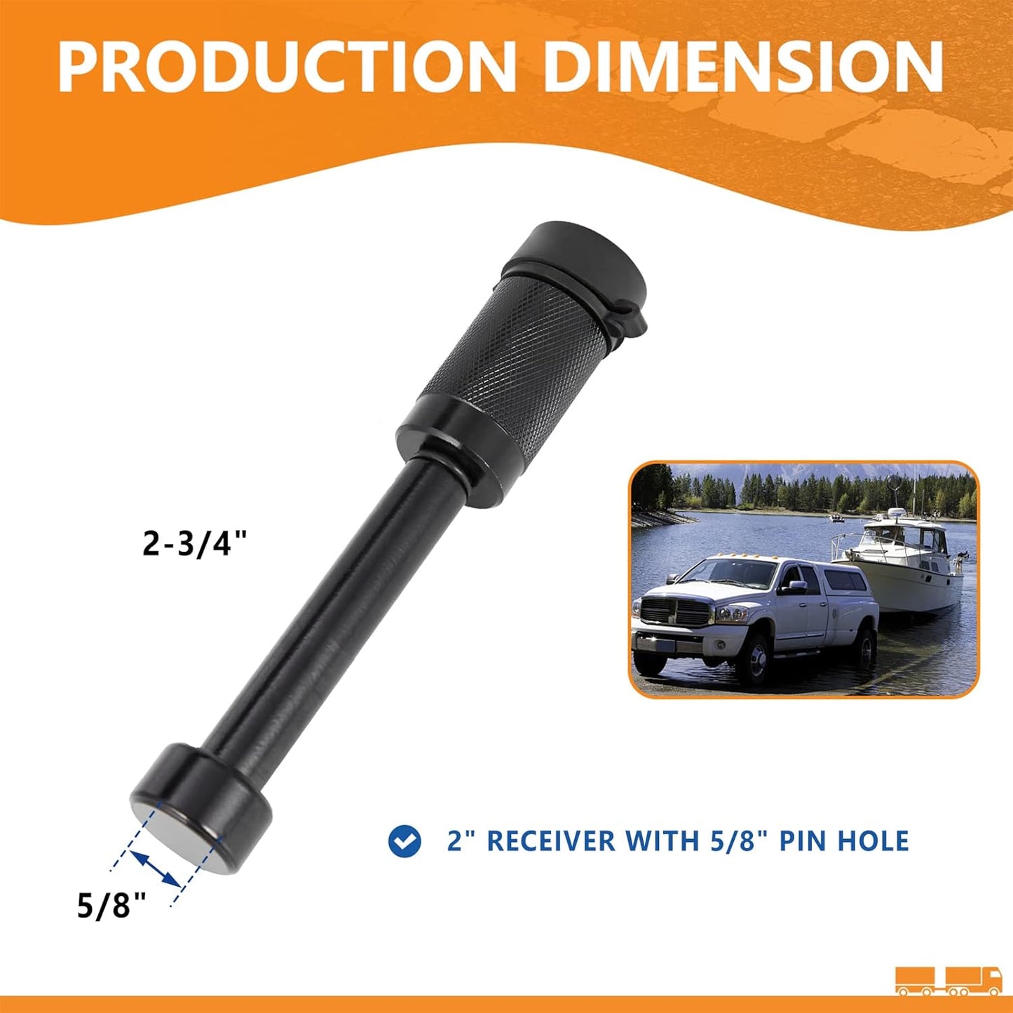 Trailer Hitch Locks, Hitch Lock with 5/8'' Pin Fits Class III IV 2" Hitch Receivers, Tow Hitch Lock with Anti-Rattle O-Rings for Trailer Truck Car Boat (4 Pack)