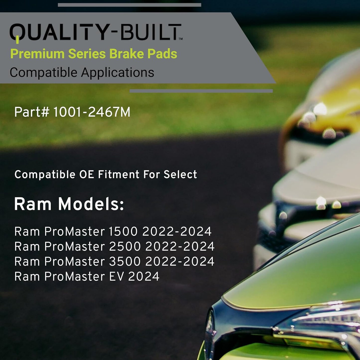 Premium Semi-Metallic Rear Brake Pads (1001-2467M) Compatible with Ram ProMaster 1500 2022-2024, Ram ProMaster 2500 2022-2024, Ram ProMaster 3500 2022-2024, Ram ProMaster EV 2024-2024