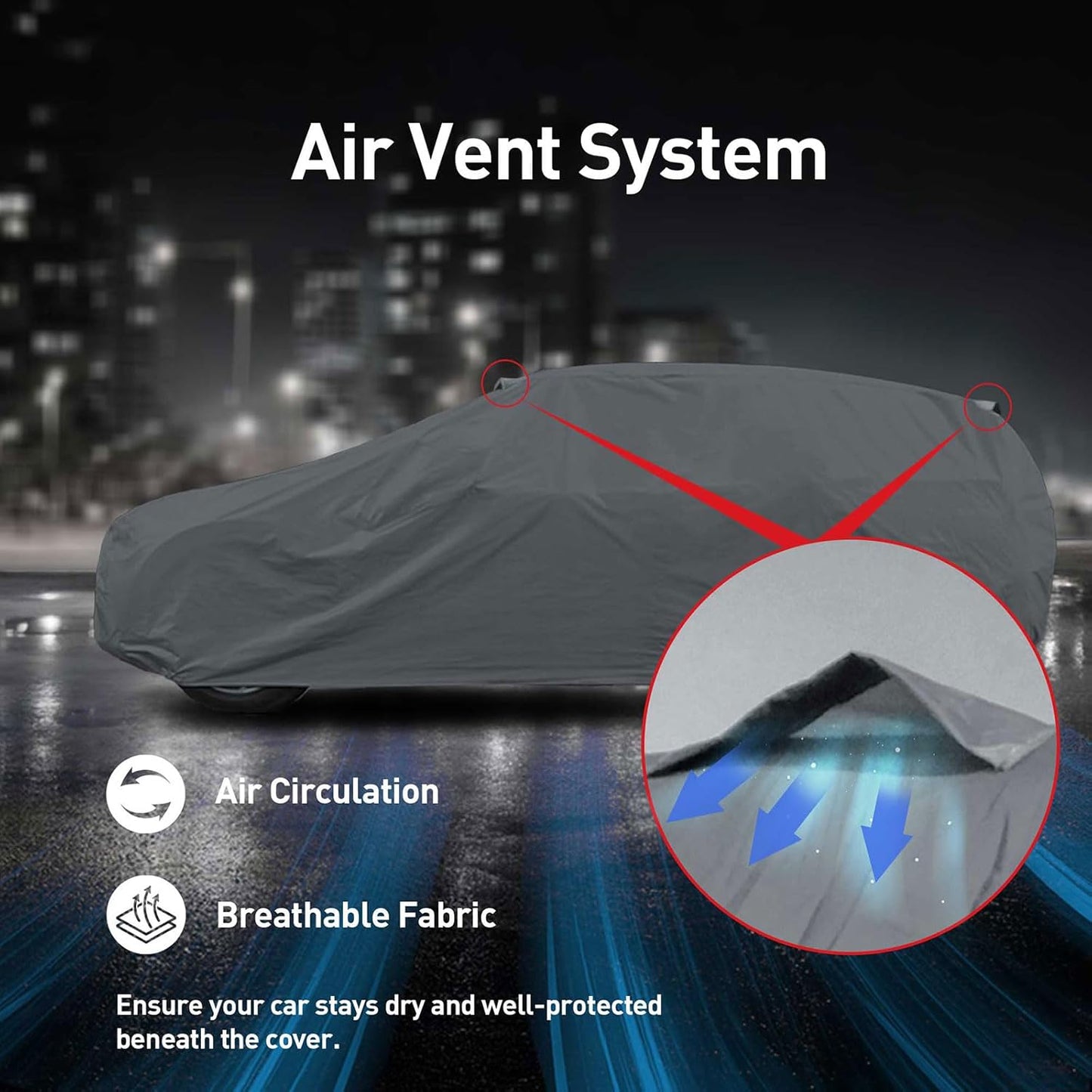 USCarCover Supreme All Weather Protection, Breathable Car Cover for Jeep CJ3 1959-1964 SUV Upgraded Fabric Pollution, Dust, Sun, Snow, Rain