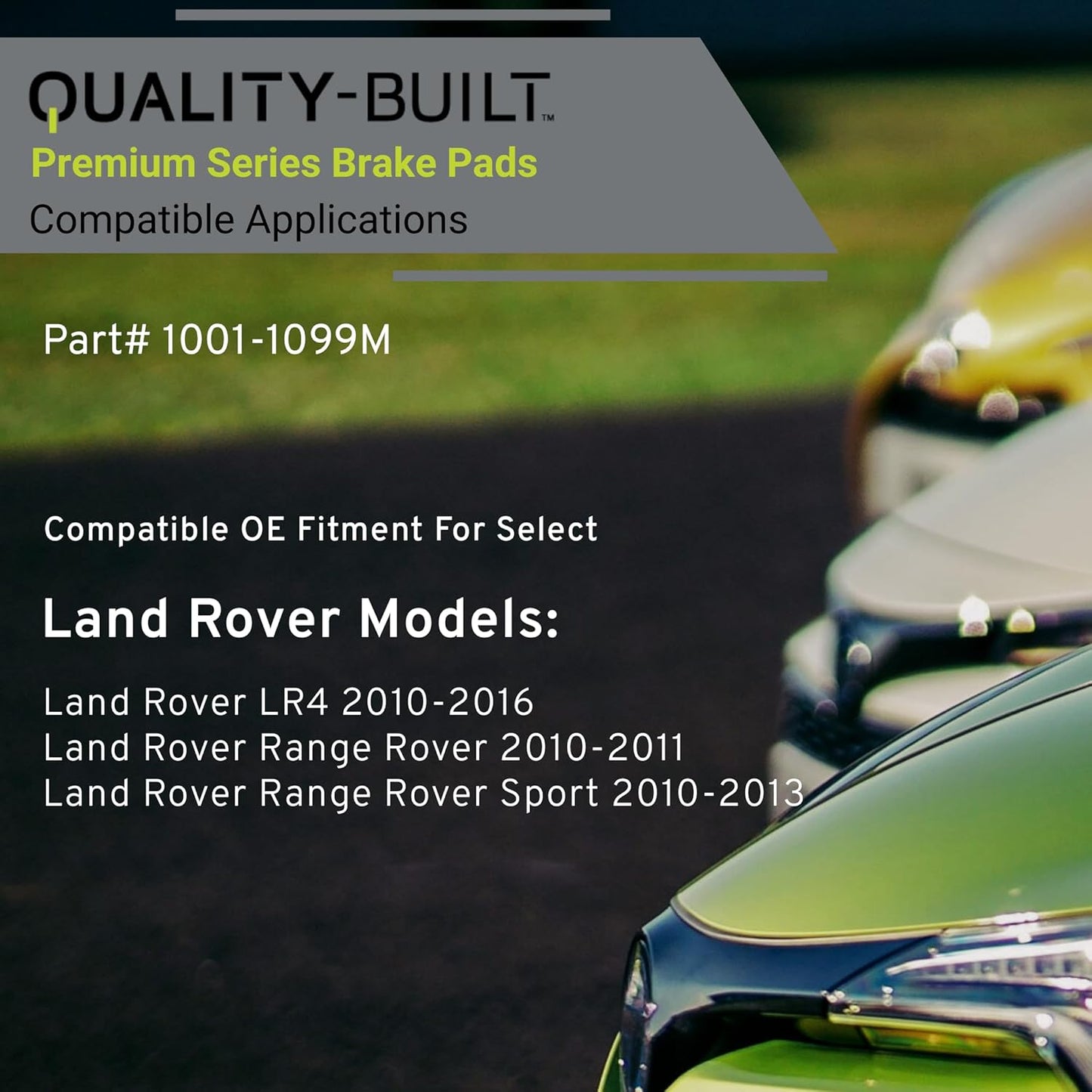 Premium Semi-Metallic Rear Brake Pads (1001-1099M) Replacement for Land Rover LR4 2016-2010, Range Rover 2011-2010, Range Rover Sport 2013-2010