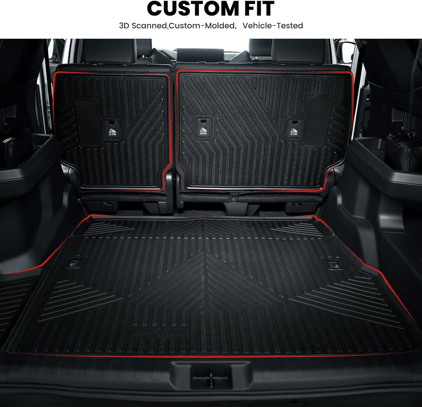 LASFIT Trunk Mat&Backrest Mat for Toyota 4Runner 2025-2026 Gasoline(Only Fit 5 Seats), All Weather TPE Custom Fit Cargo Liner for 4Runner SR5/TRD/Limited 6th gen 4 Runner Cargo Mat, Black