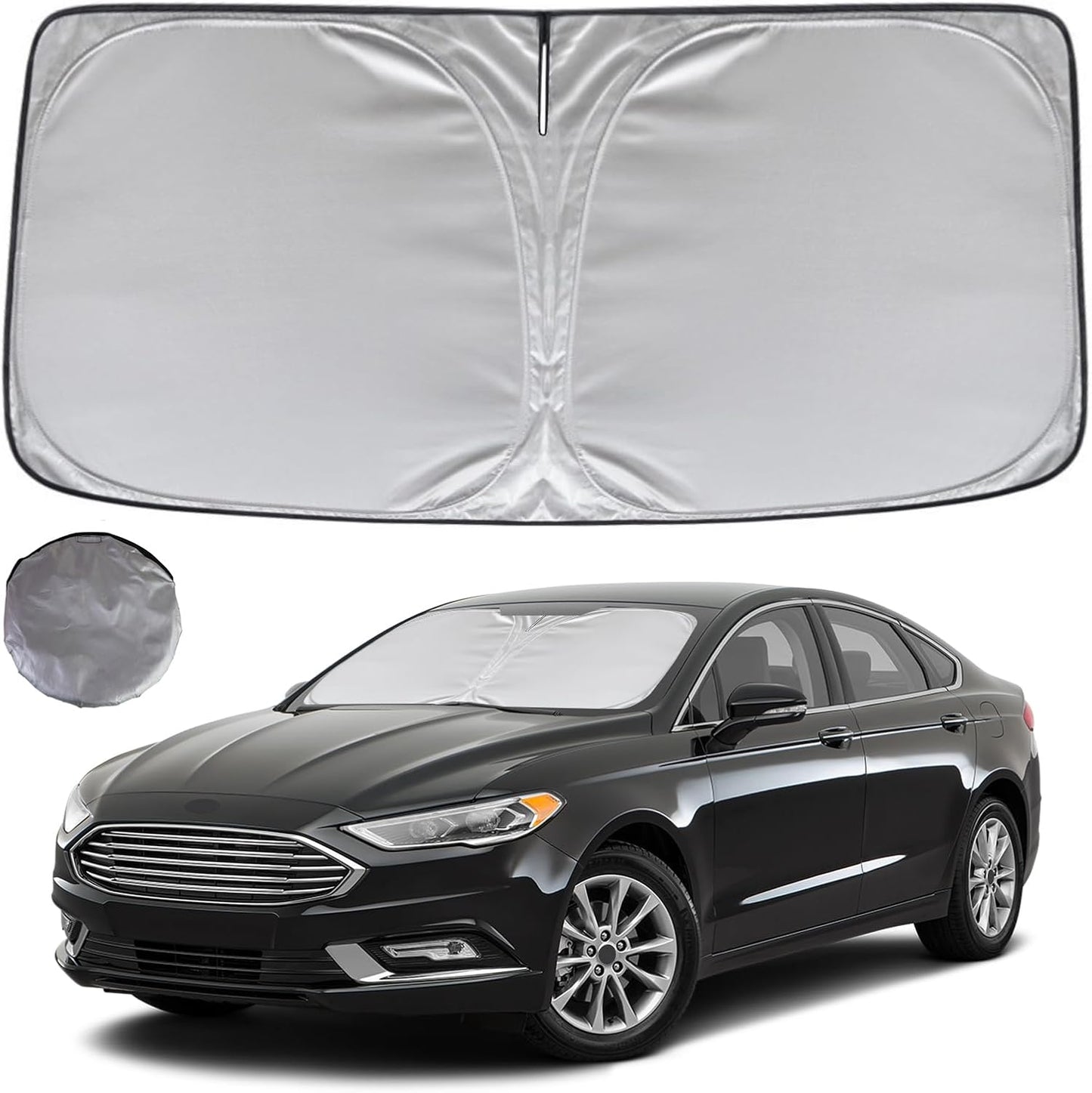 KAYZT Windshield Sun Shade for 2013-2021 Ford Fusion Foldable Sunshade Front Window Custom Fit Car Accessories