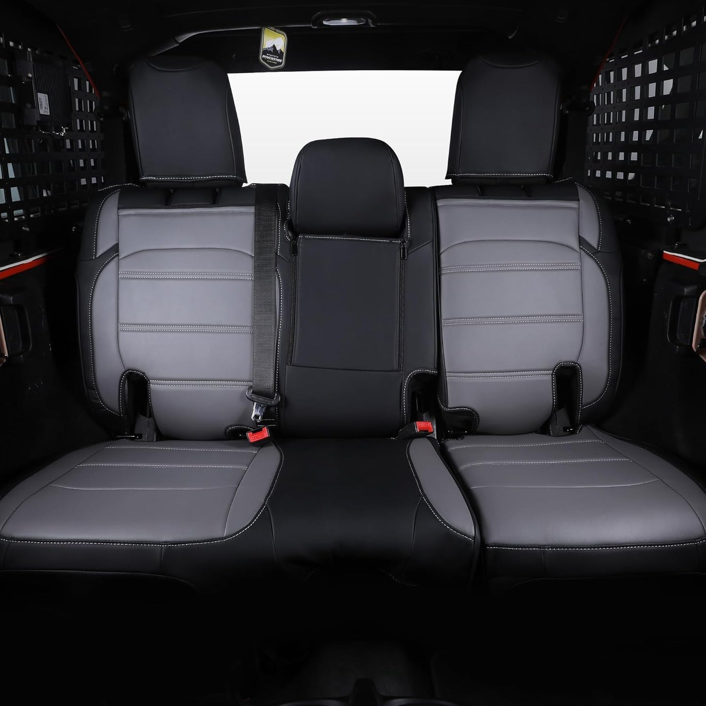 Car Seat Covers Full Set Custom Fit for Jeep Wrangler JL 2 Door 2018 2019 2020 2021 2022 2023 2024 Sport, Sport S,Willys, Rubicon, Rubicon X, Durable Faux Leather, Waterproof (Black+Gray)