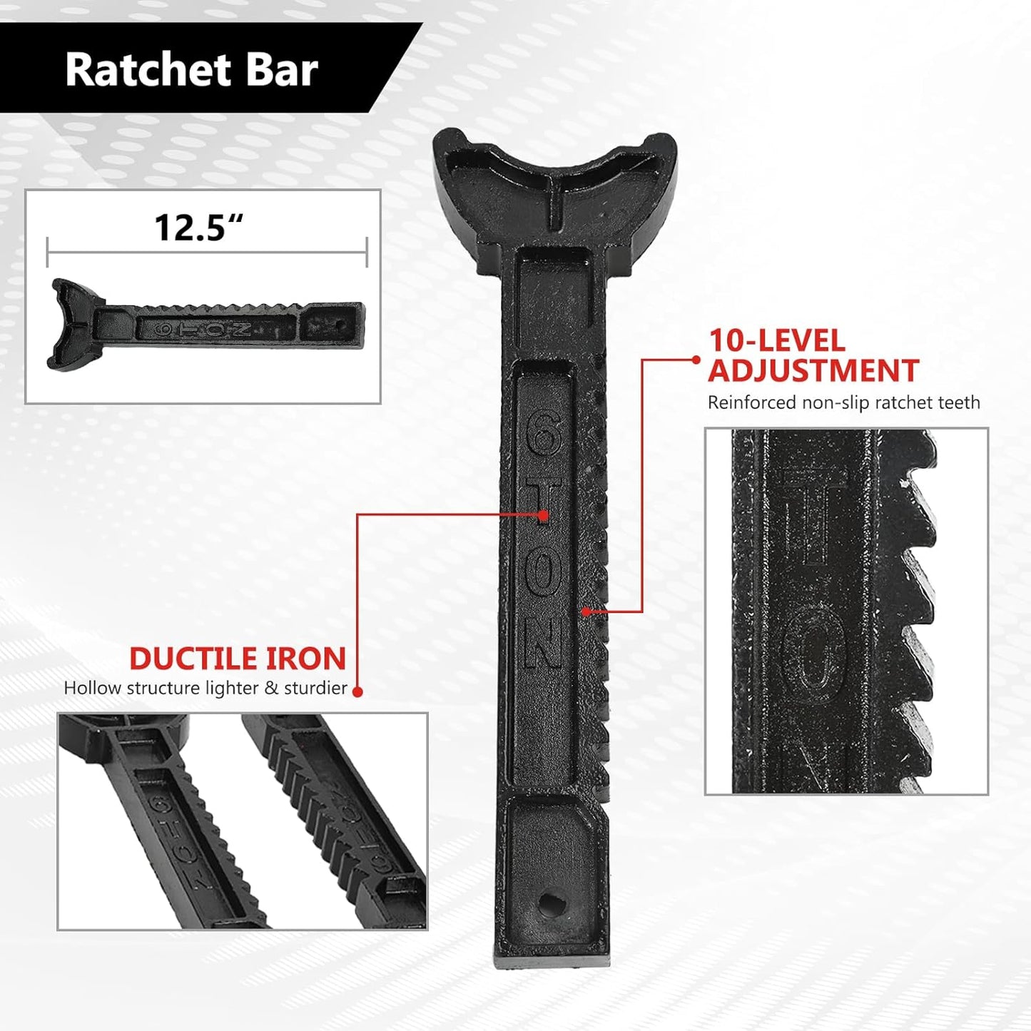 6 Ton (12,000 LBS) Automotive Jack Stands, Heavy Duty Steel Car Lifting Stand for Garages, Repair Shops, Adjustable Height 14.6"- 24", Red, 1 Pair