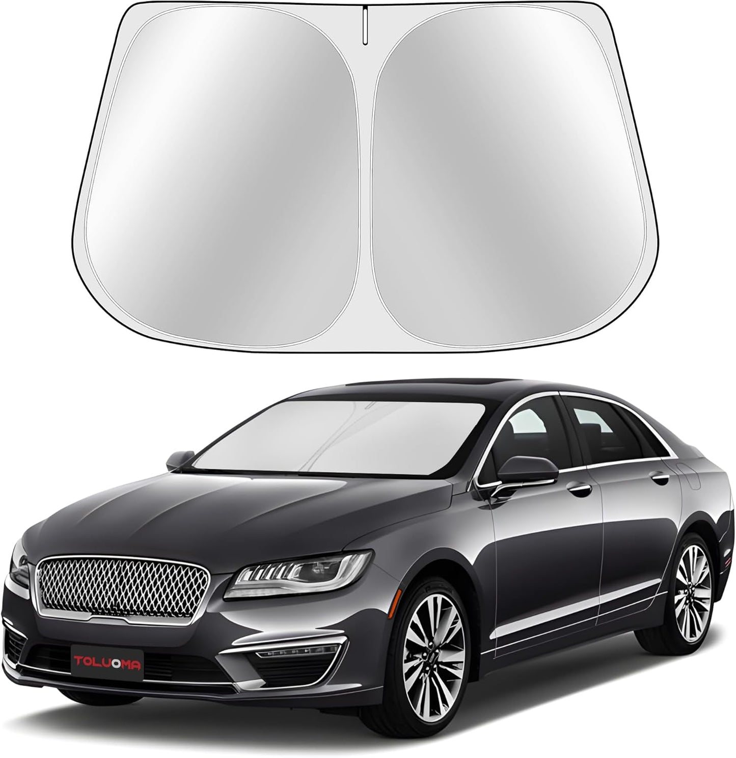Custom Fit Windshield Sun Shade for Lincoln MKZ 2013-2020 - Full Coverage, 210T Reflective Fabric, Double-Layer Design - Blocks 99% UV Rays, Keeps Car Cool, Easy to Install and Store